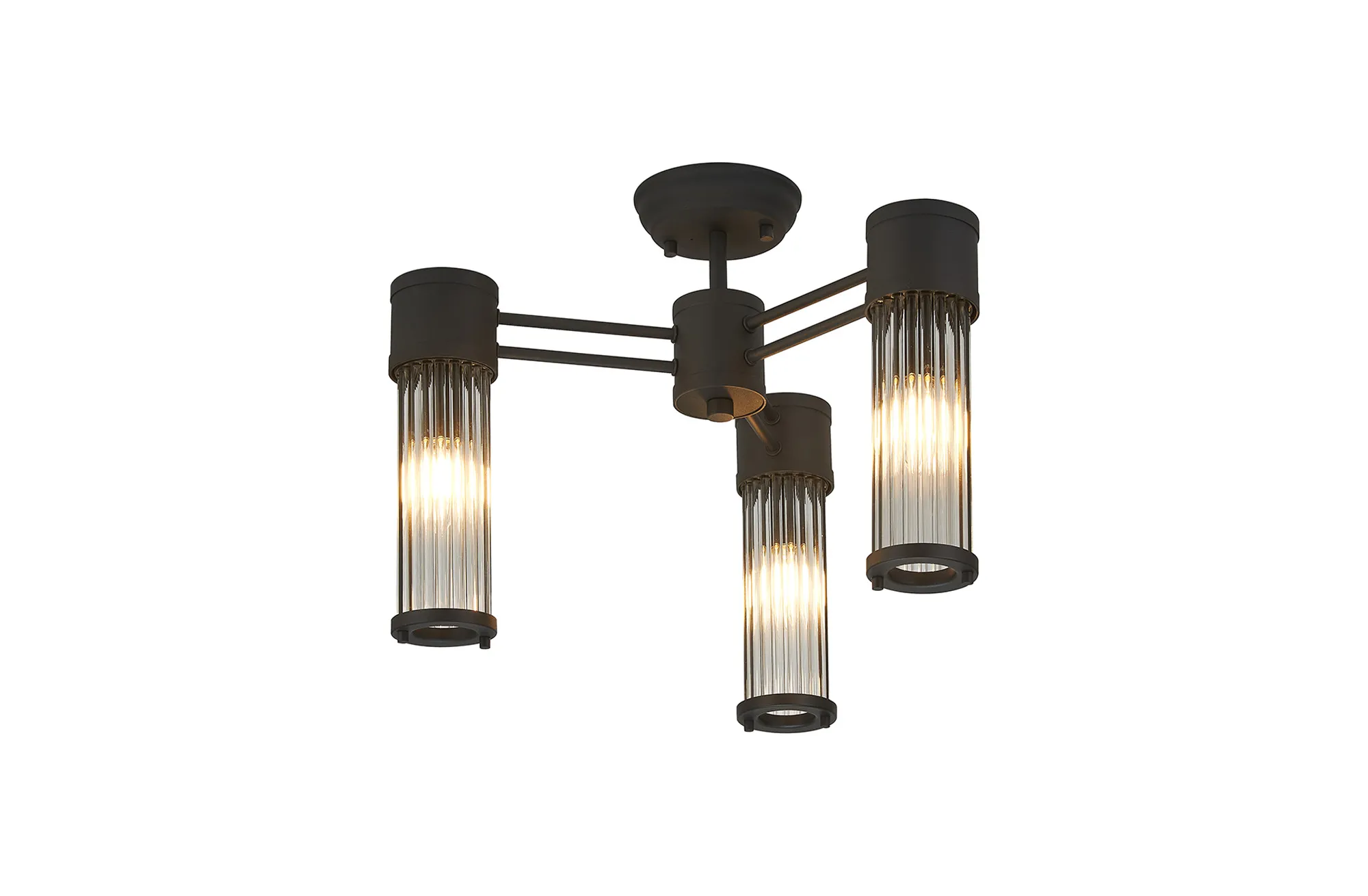 Gwen 3 Light Glass Rod Semi Flush IP44- Various Finishes - Image 6