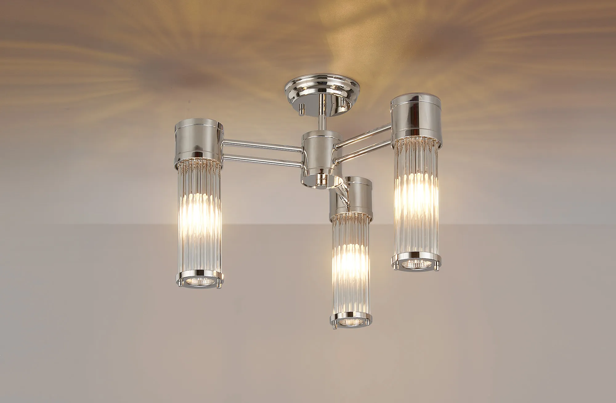 Gwen 3 Light Glass Rod Semi Flush IP44- Various Finishes - Image 8
