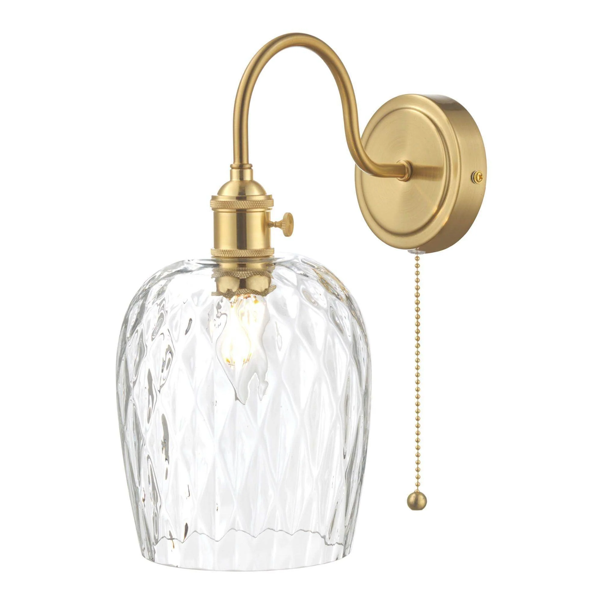 Hadano - 1lt Wall Light Antique Chrome With Clear Flared Glass/Ribbed Glass/Antique Pewter Shade/Aged Brass Shade/Clear Ribbed Glass Shade - Image 3