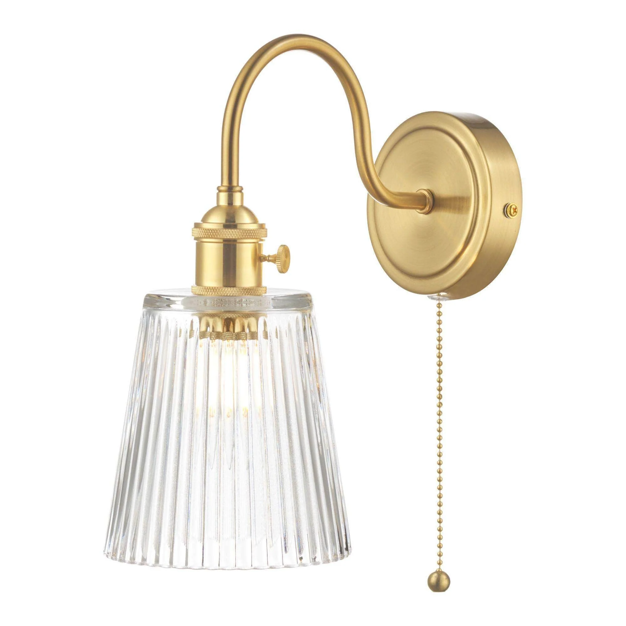 Hadano - 1lt Wall Light Antique Chrome With Clear Flared Glass/Ribbed Glass/Antique Pewter Shade/Aged Brass Shade/Clear Ribbed Glass Shade - Image 4