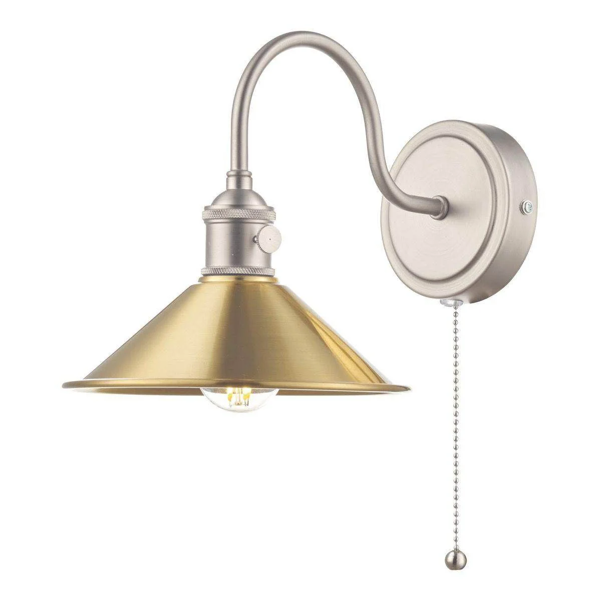 Hadano - 1lt Wall Light Antique Chrome With Clear Flared Glass/Ribbed Glass/Antique Pewter Shade/Aged Brass Shade/Clear Ribbed Glass Shade - Image 5