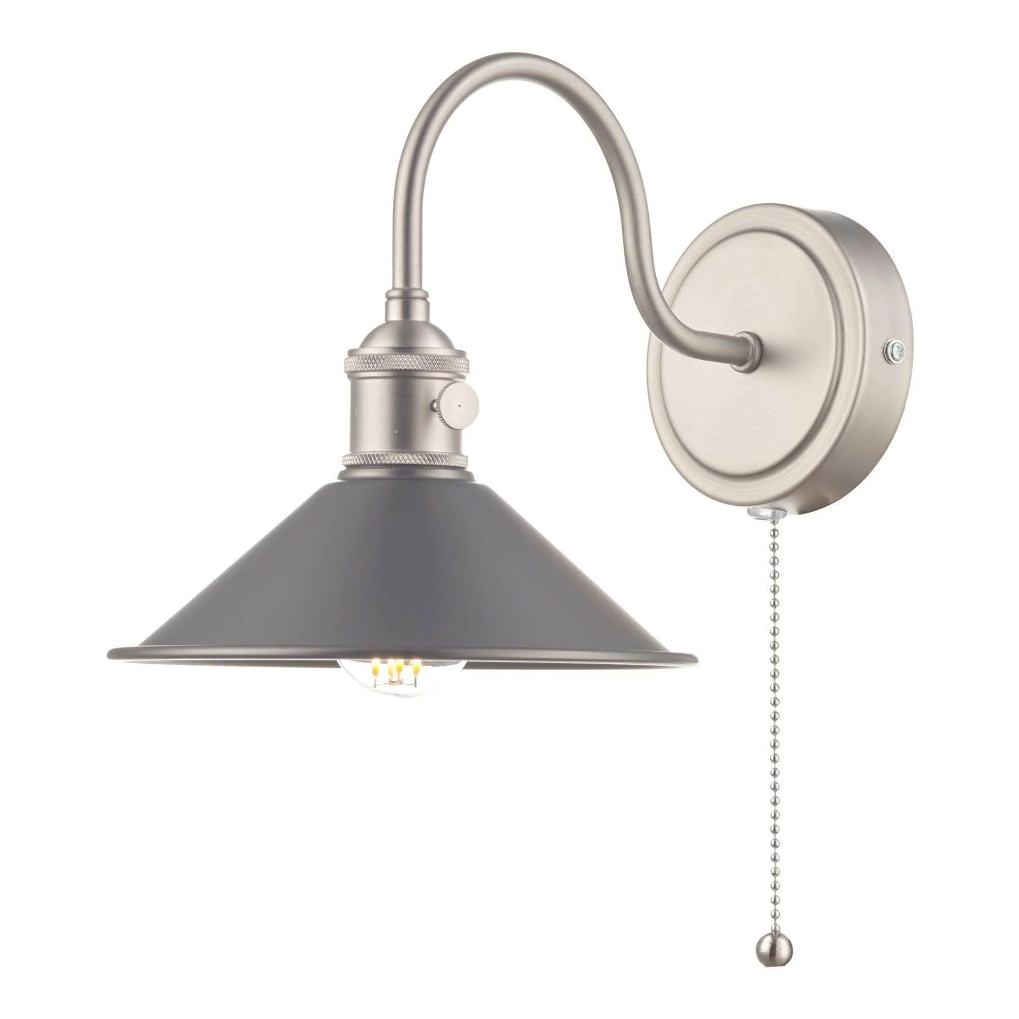 Hadano - 1lt Wall Light Antique Chrome With Clear Flared Glass/Ribbed Glass/Antique Pewter Shade/Aged Brass Shade/Clear Ribbed Glass Shade - Image 6