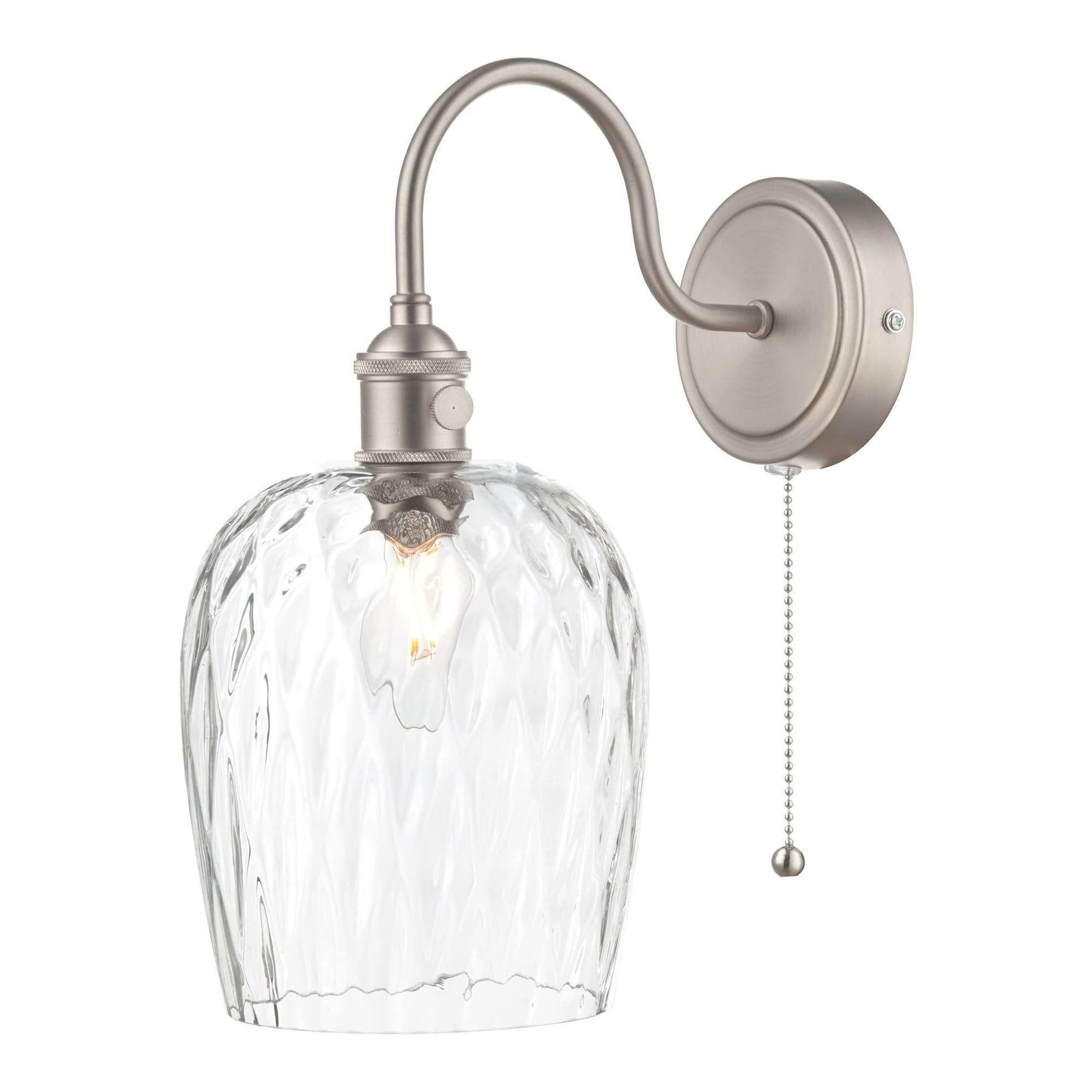 Hadano - 1lt Wall Light Antique Chrome With Clear Flared Glass/Ribbed Glass/Antique Pewter Shade/Aged Brass Shade/Clear Ribbed Glass Shade - Image 7