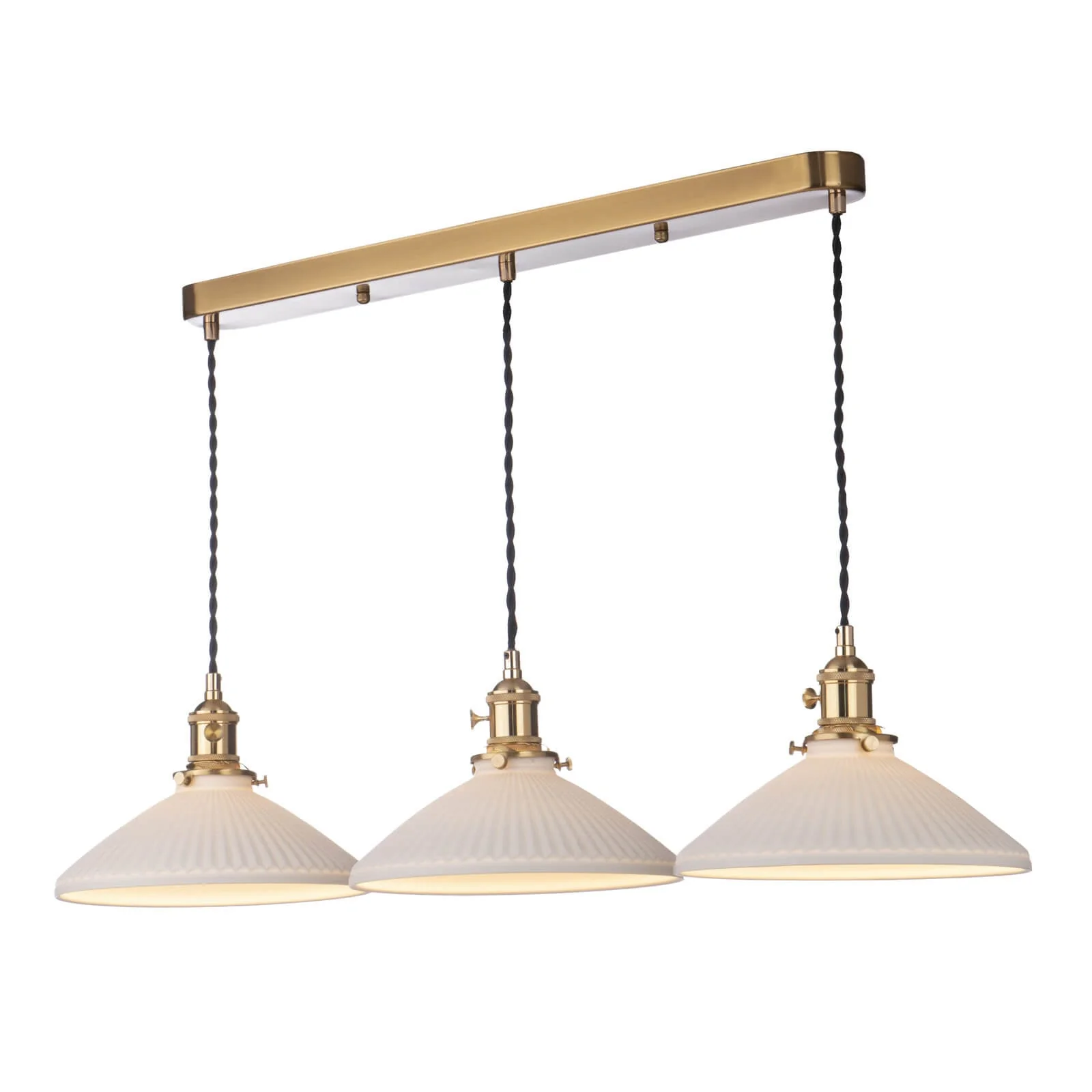 Hadano 3 Light Kitchen Light Antique Chrome & Ceramic -  Various Shapes - Image 11