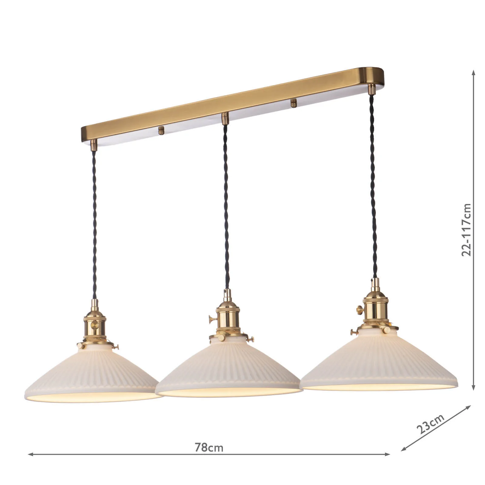 Hadano 3 Light Kitchen Light Antique Chrome & Ceramic -  Various Shapes - Image 14