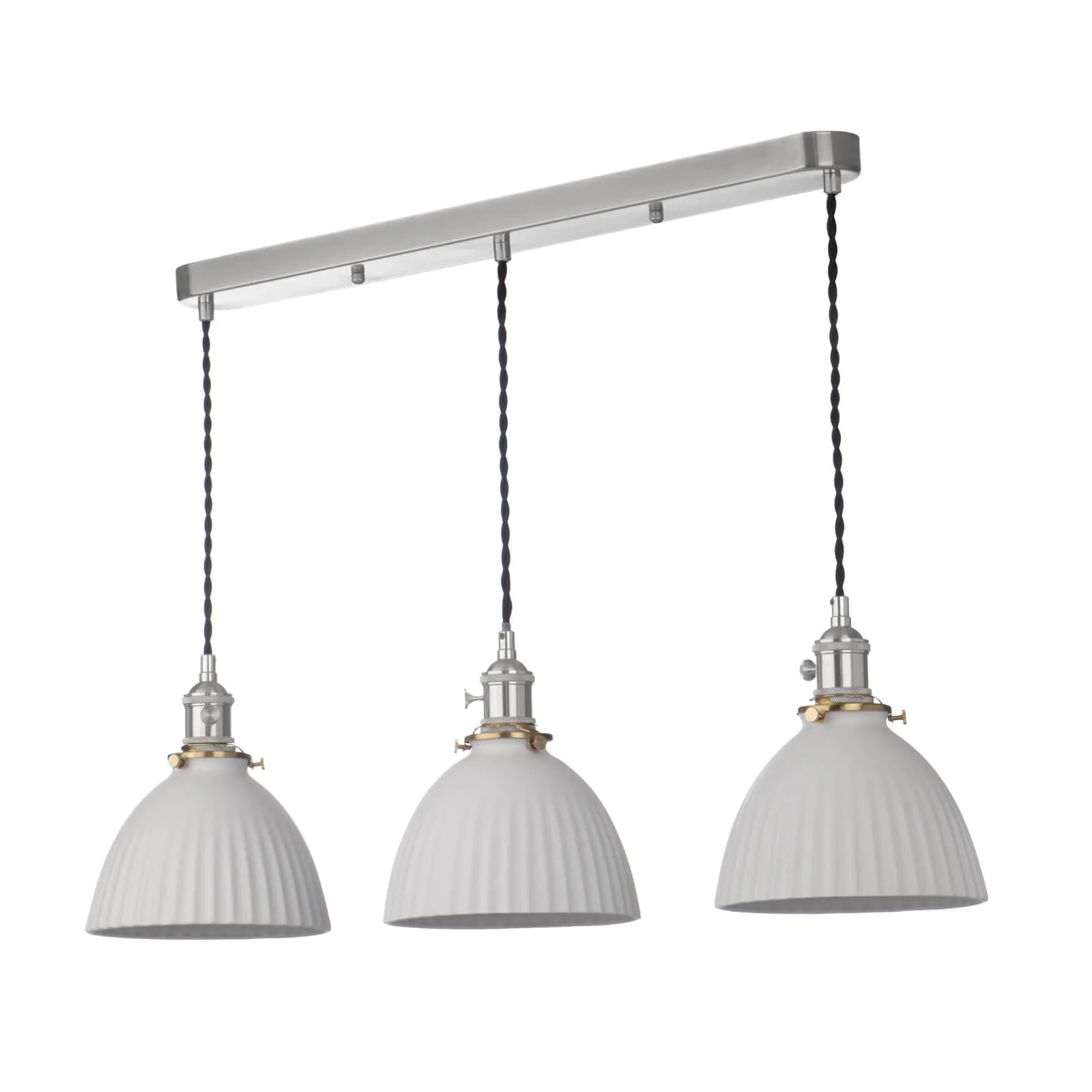 Hadano 3 Light Kitchen Light Antique Chrome & Ceramic -  Various Shapes - Image 2