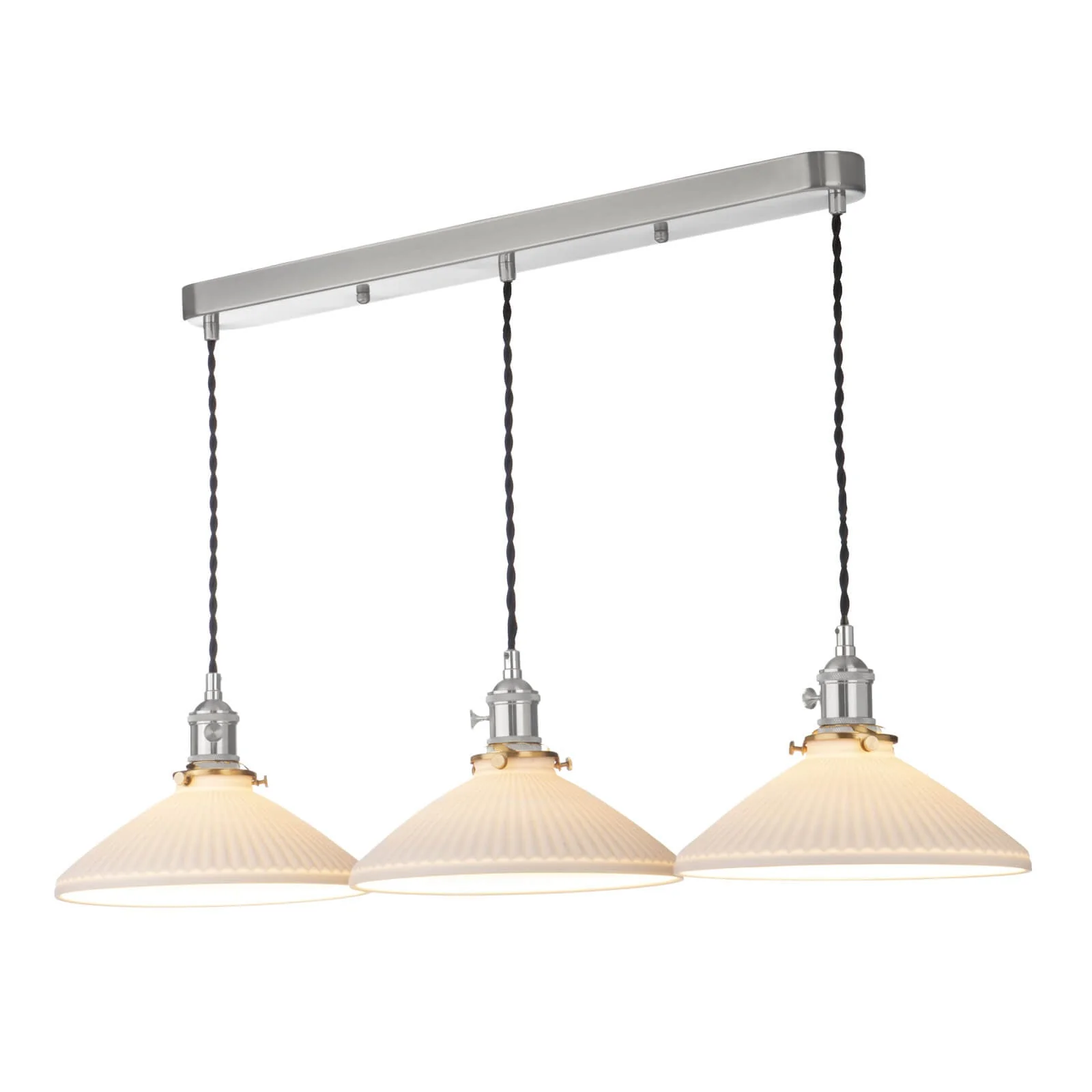 Hadano 3 Light Kitchen Light Antique Chrome & Ceramic -  Various Shapes - Image 4