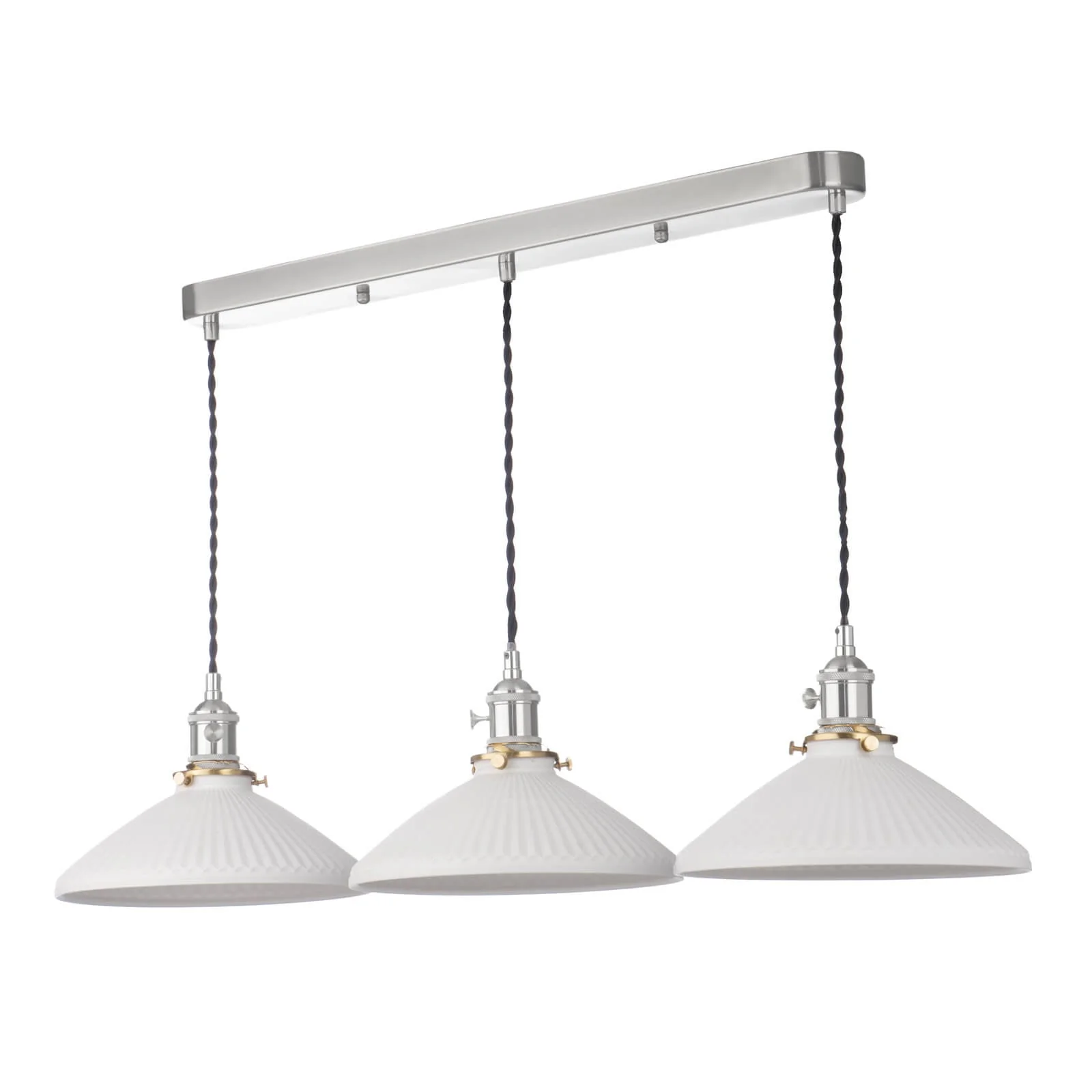 Hadano 3 Light Kitchen Light Antique Chrome & Ceramic -  Various Shapes - Image 5