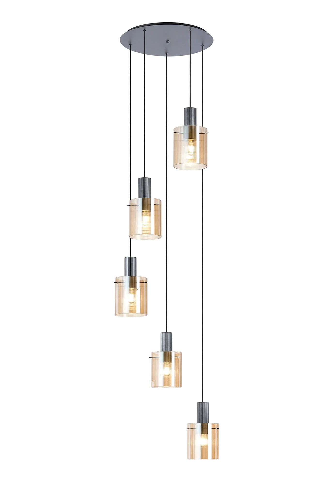 Hailey 5Lt Round Pendant Narrow Line Glass - Various Colours - Image 2