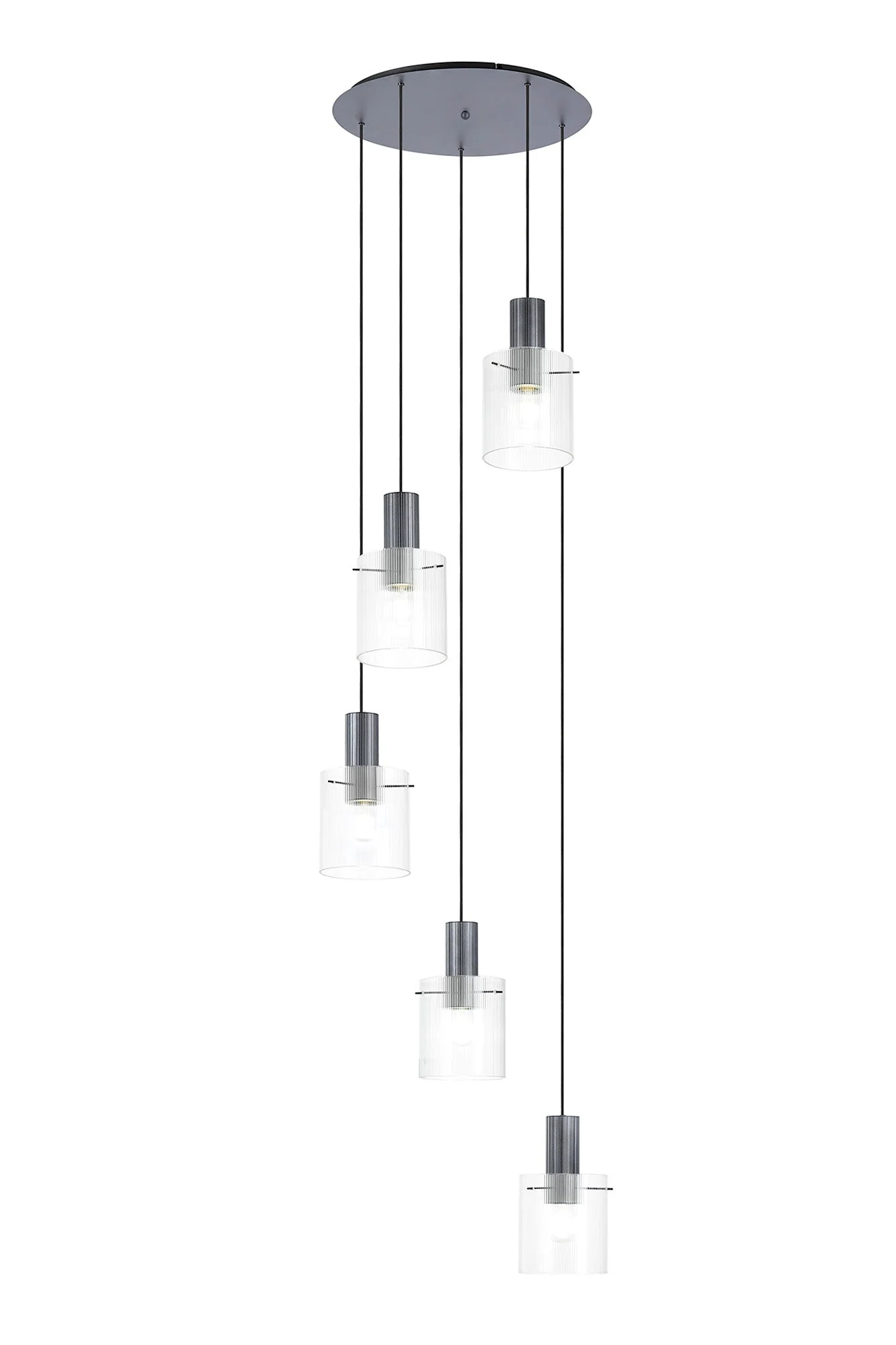 Hailey 5Lt Round Pendant Narrow Line Glass - Various Colours - Image 3