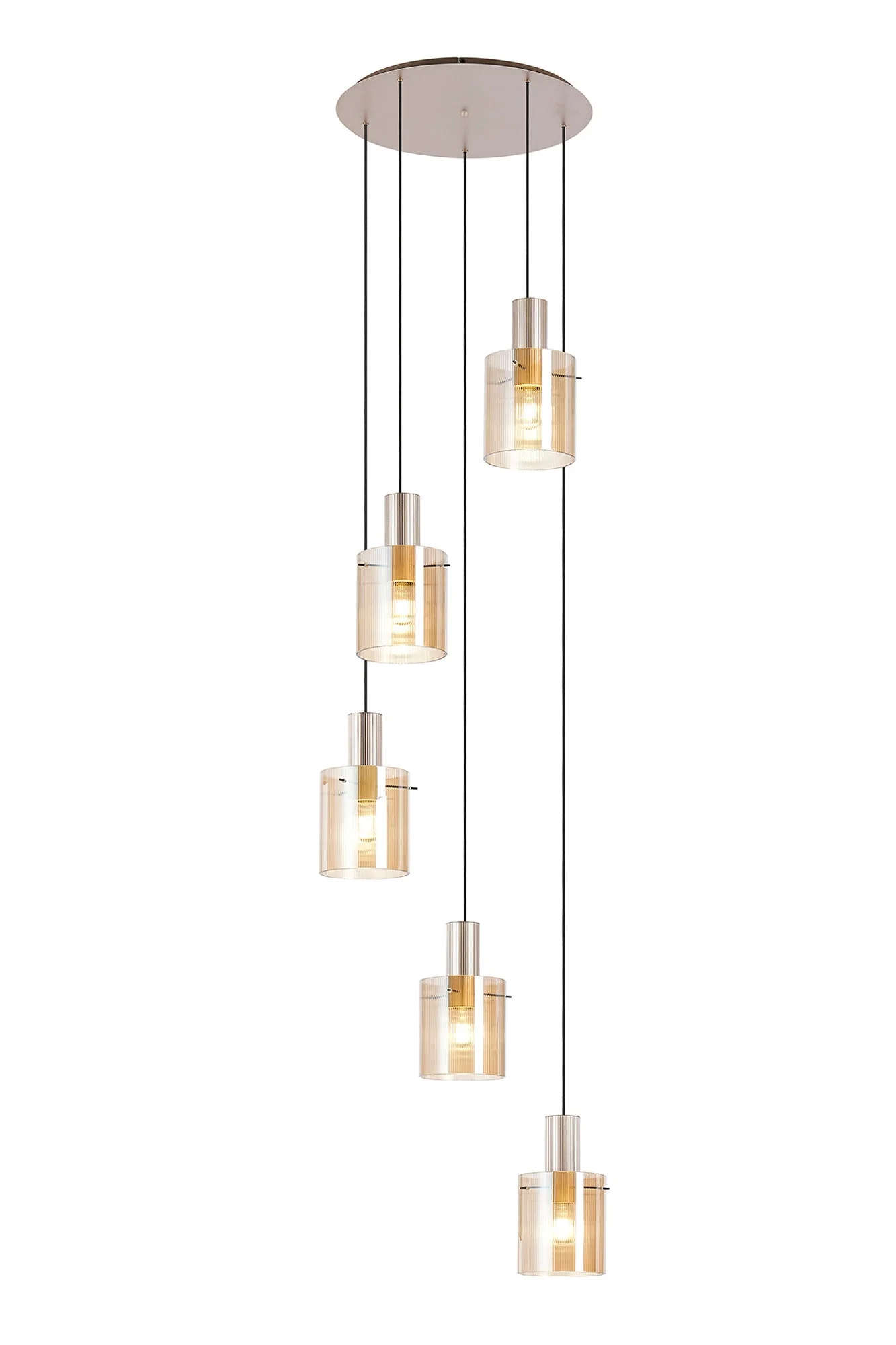 Hailey 5Lt Round Pendant Narrow Line Glass - Various Colours - Image 4