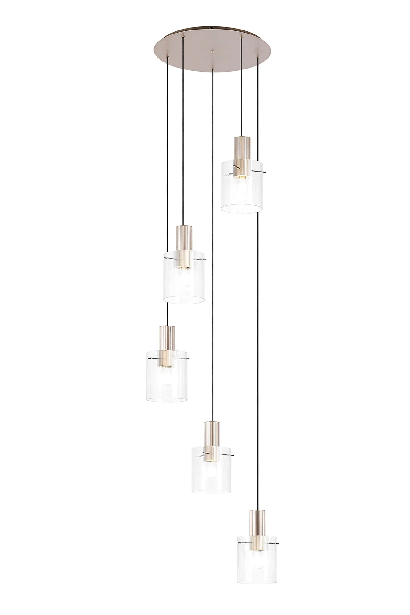 Hailey 5Lt Round Pendant Narrow Line Glass - Various Colours - Image 5