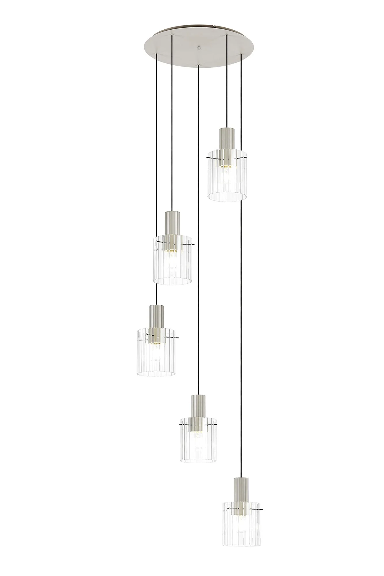 Hailey 5Lt Cluster Pendant Wide Line Glass - Various Colours - Image 10