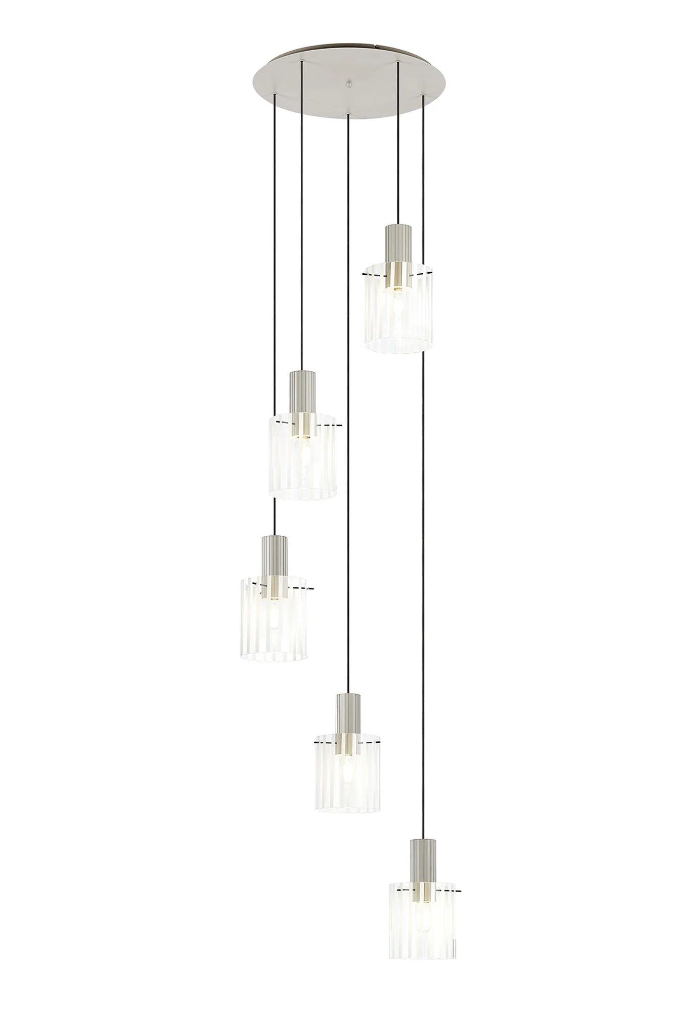Hailey 5Lt Cluster Pendant Wide Line Glass - Various Colours - Image 11