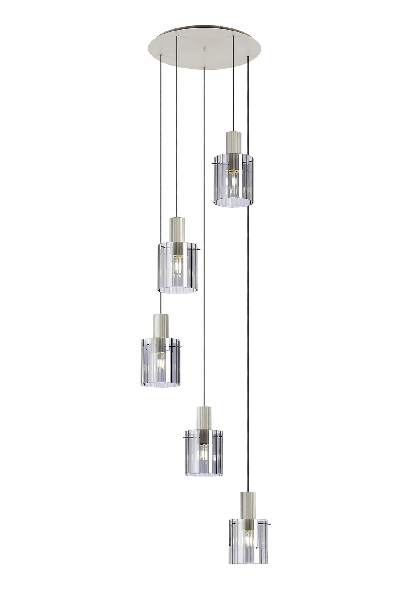Hailey 5Lt Cluster Pendant Wide Line Glass - Various Colours - Image 12