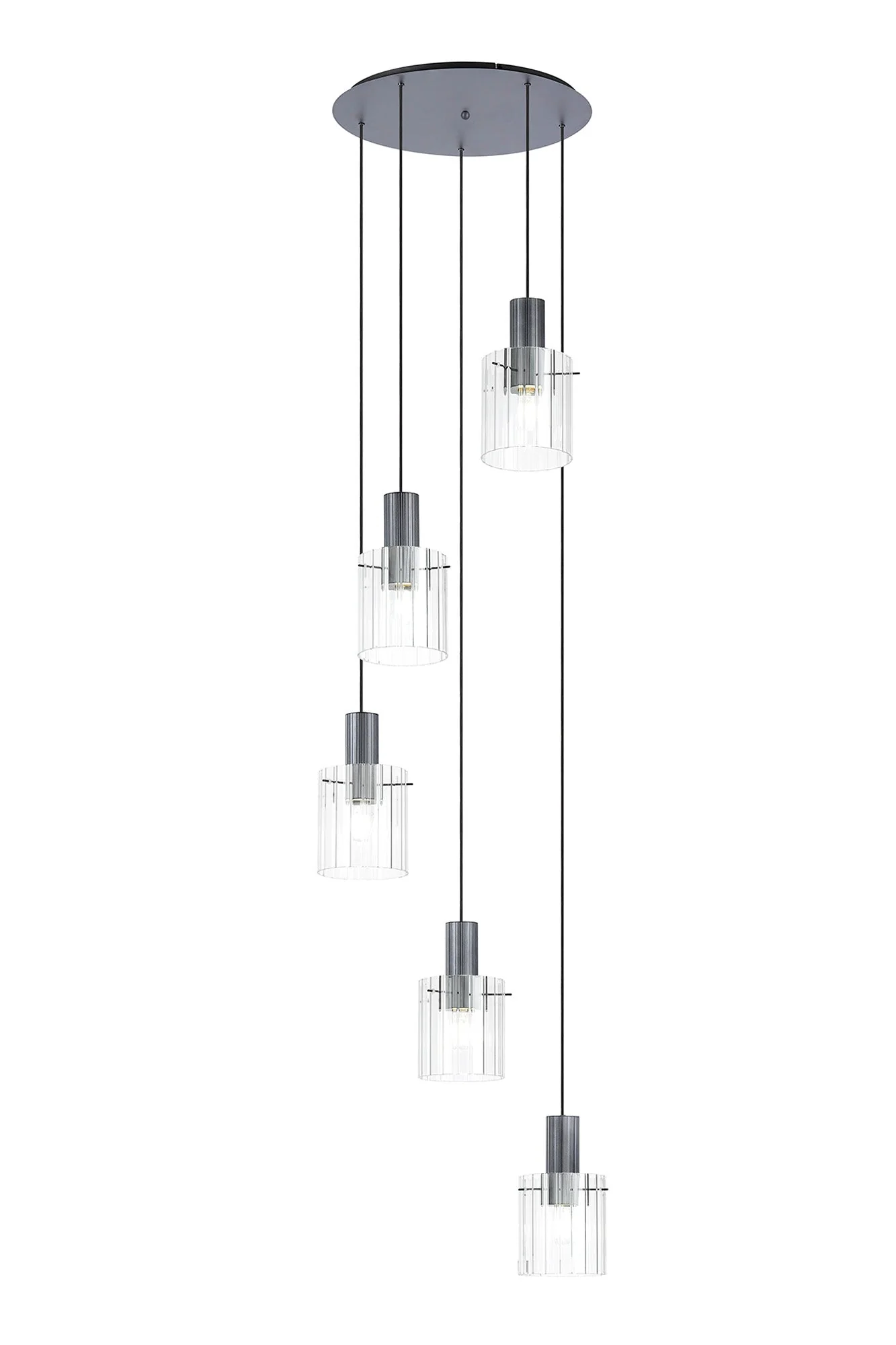 Hailey 5Lt Cluster Pendant Wide Line Glass - Various Colours - Image 2