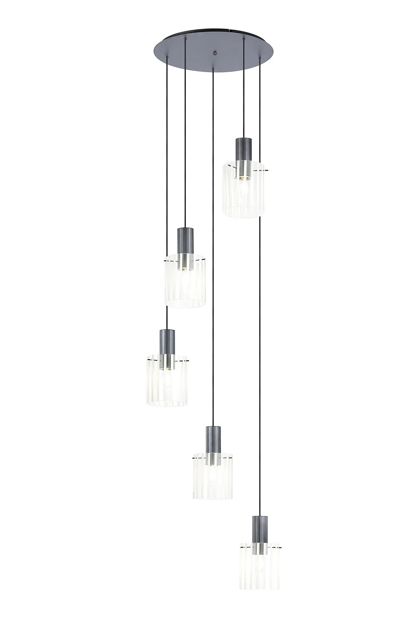 Hailey 5Lt Cluster Pendant Wide Line Glass - Various Colours - Image 3