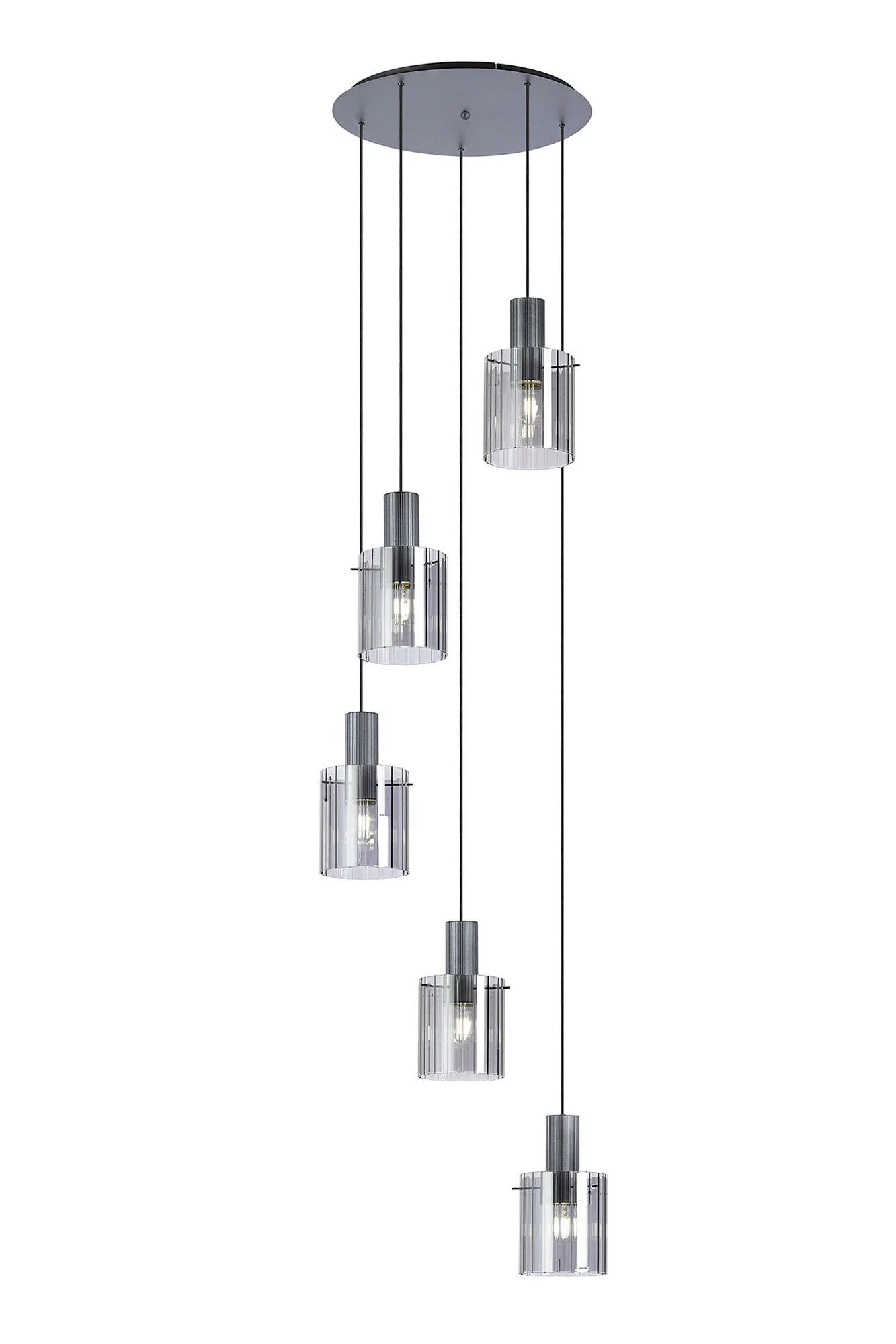 Hailey 5Lt Cluster Pendant Wide Line Glass - Various Colours - Image 4