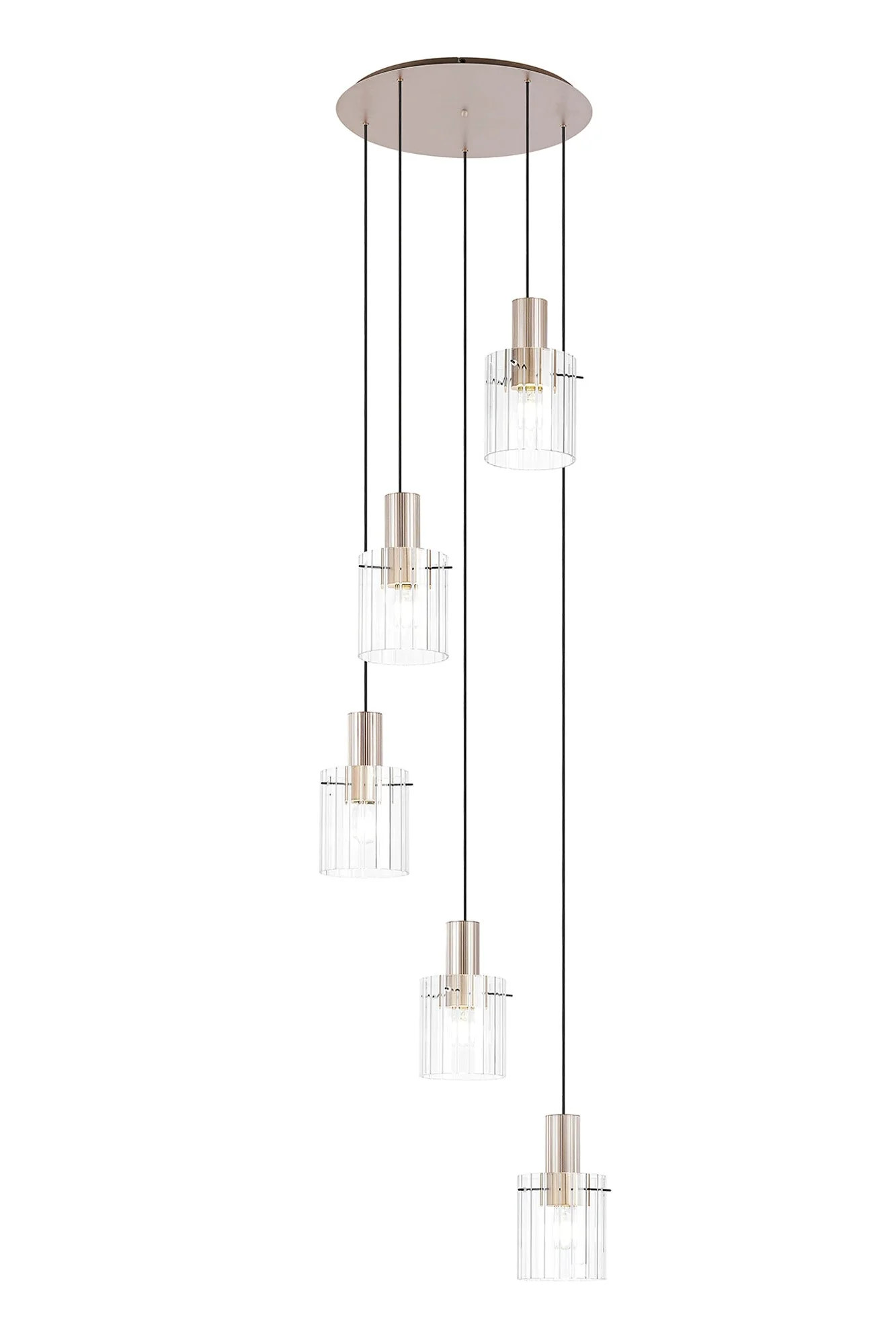 Hailey 5Lt Cluster Pendant Wide Line Glass - Various Colours - Image 6