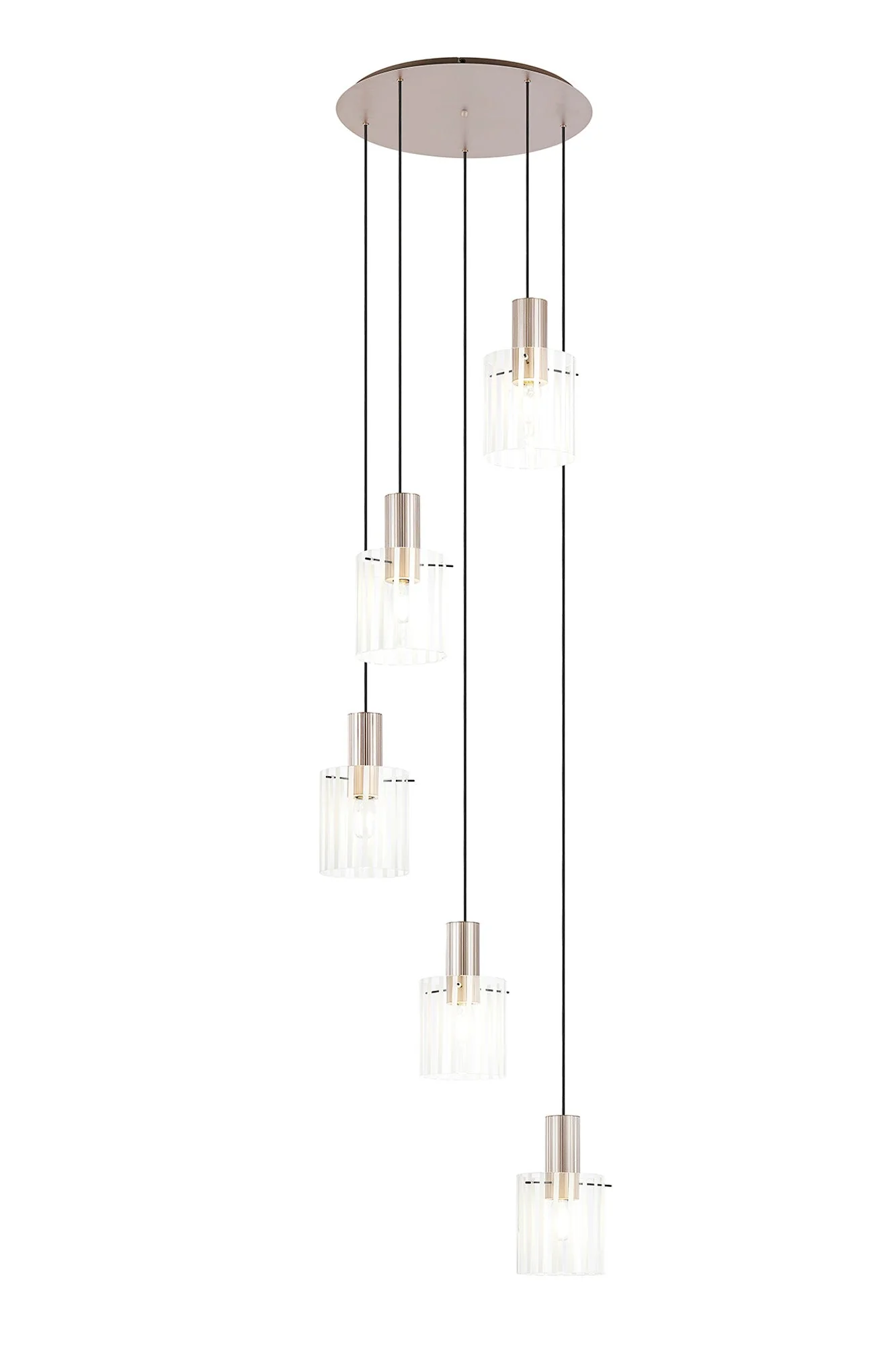 Hailey 5Lt Cluster Pendant Wide Line Glass - Various Colours - Image 7