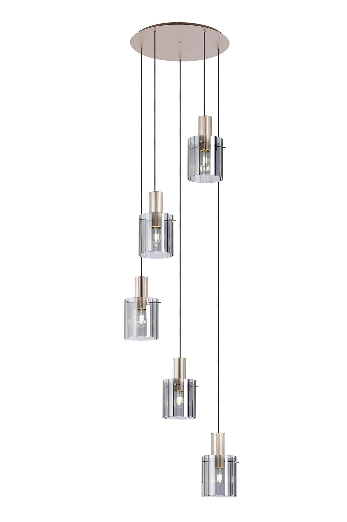 Hailey 5Lt Cluster Pendant Wide Line Glass - Various Colours - Image 8