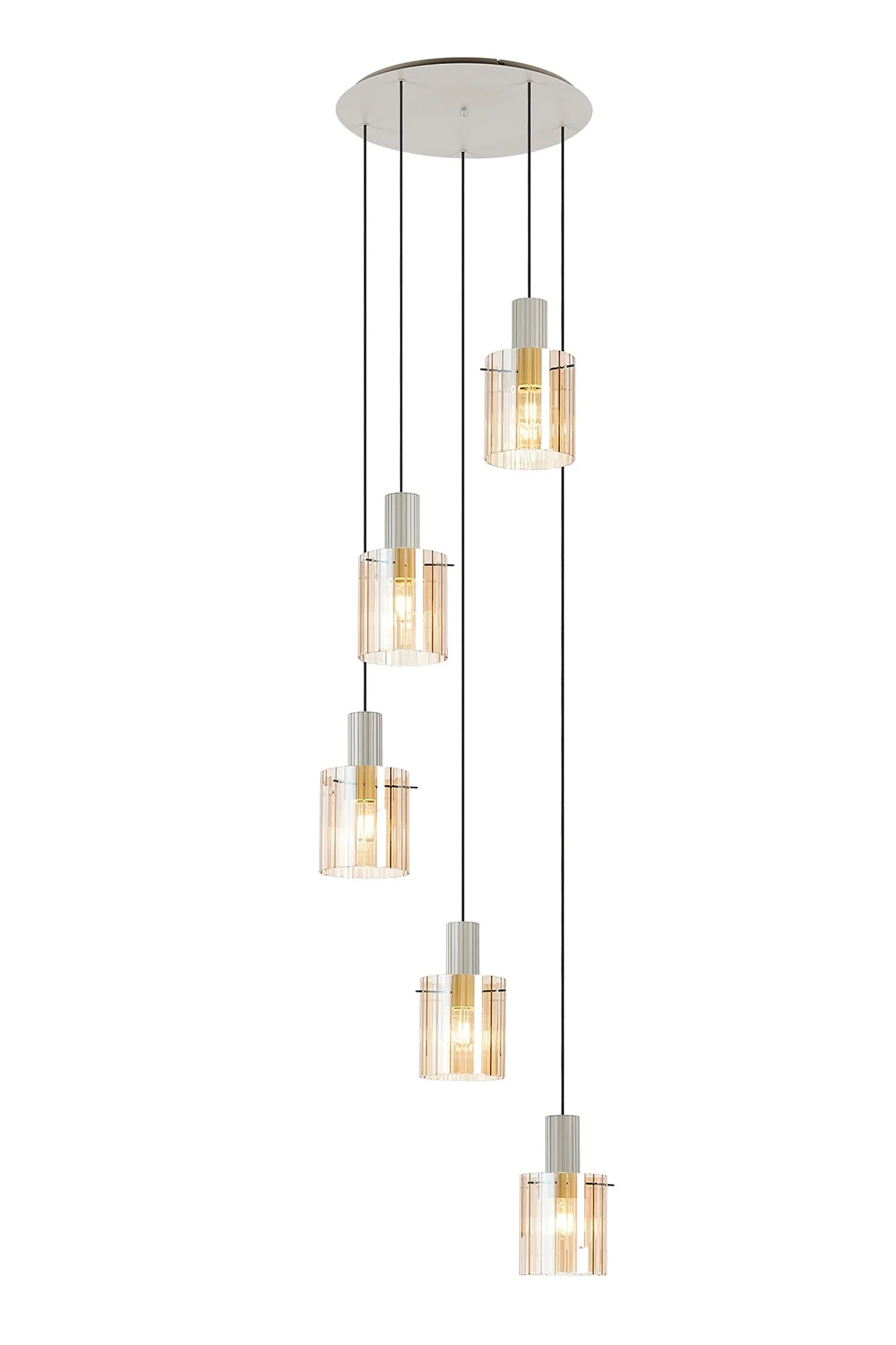 Hailey 5Lt Cluster Pendant Wide Line Glass - Various Colours - Image 9