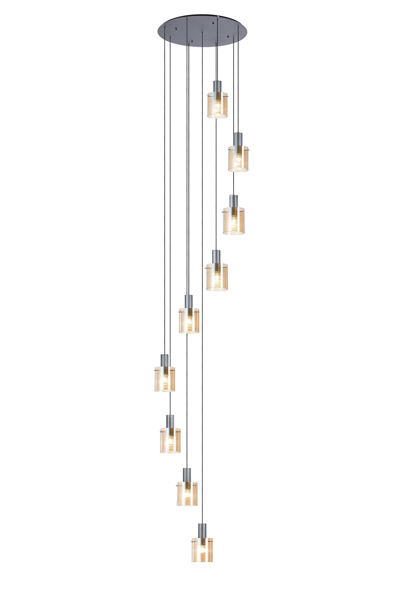 Hailey 9Lt Cluster Pendant Narrow Line Glass - Various Colours - Image 2