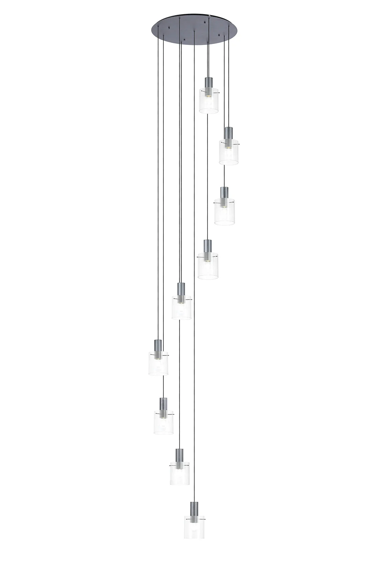 Hailey 9Lt Cluster Pendant Narrow Line Glass - Various Colours - Image 3