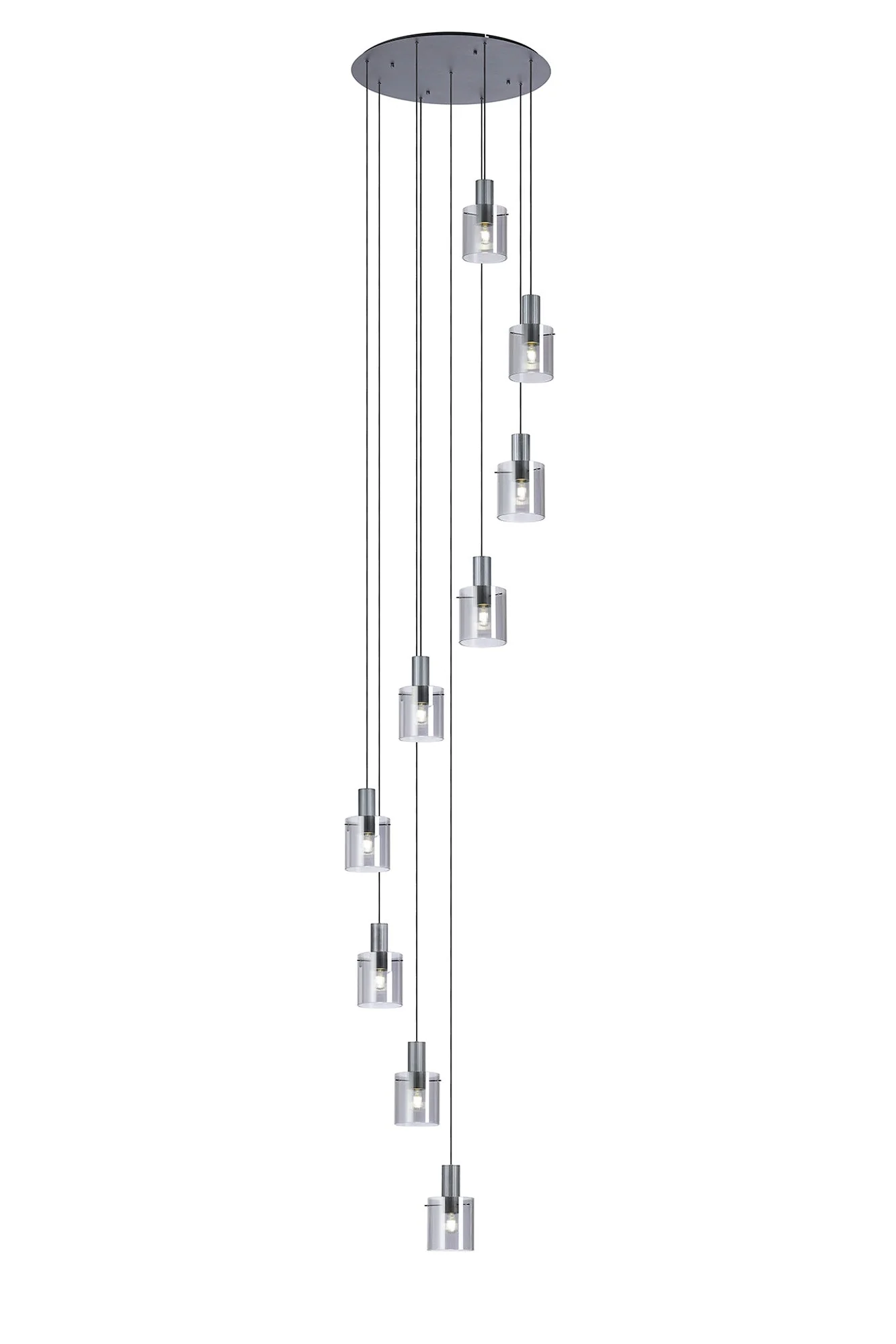 Hailey 9Lt Cluster Pendant Narrow Line Glass - Various Colours - Image 4