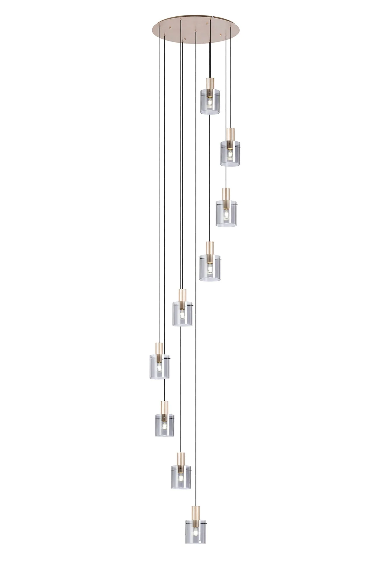 Hailey 9Lt Cluster Pendant Narrow Line Glass - Various Colours - Image 6