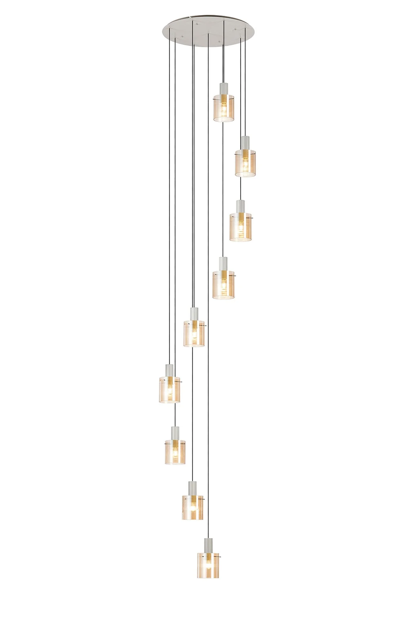 Hailey 9Lt Cluster Pendant Narrow Line Glass - Various Colours - Image 7