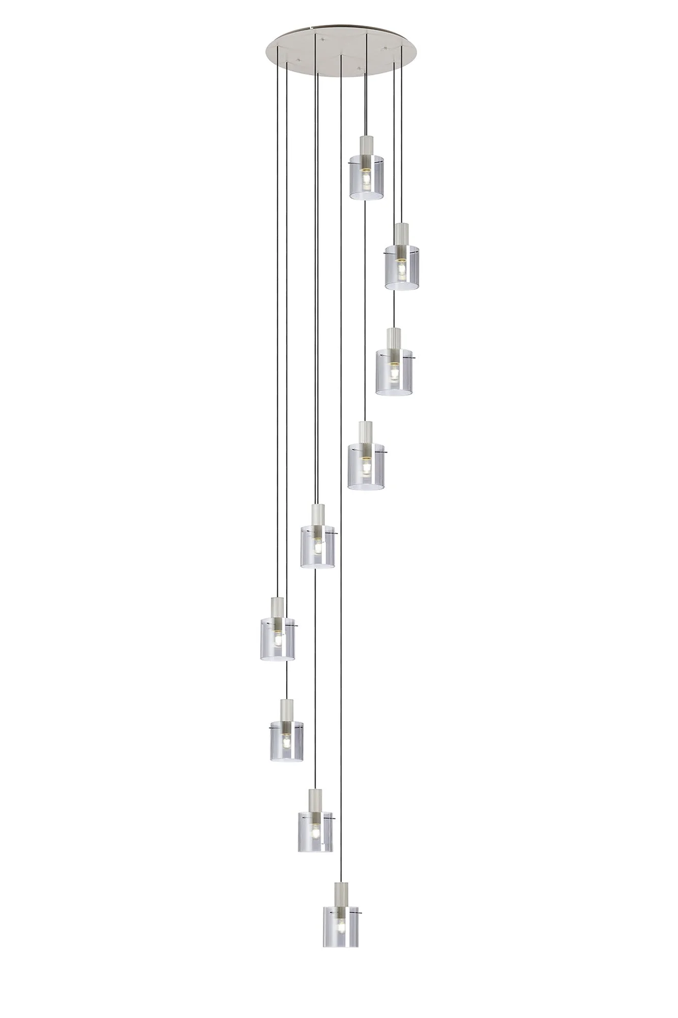 Hailey 9Lt Cluster Pendant Narrow Line Glass - Various Colours - Image 9