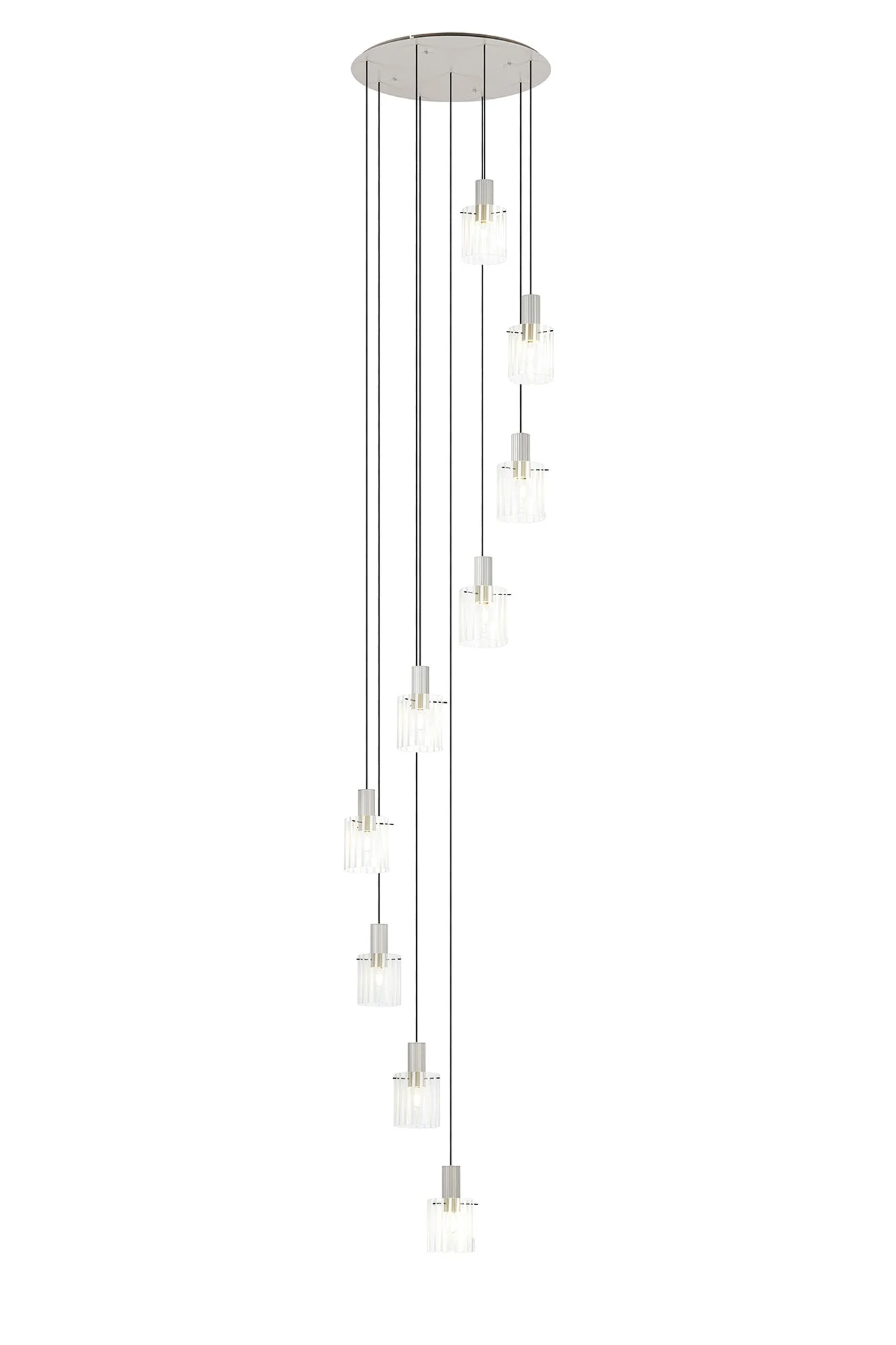 Hailey 9Lt Cluster Pendant Wide Line Glass - Various Colours - Image 10