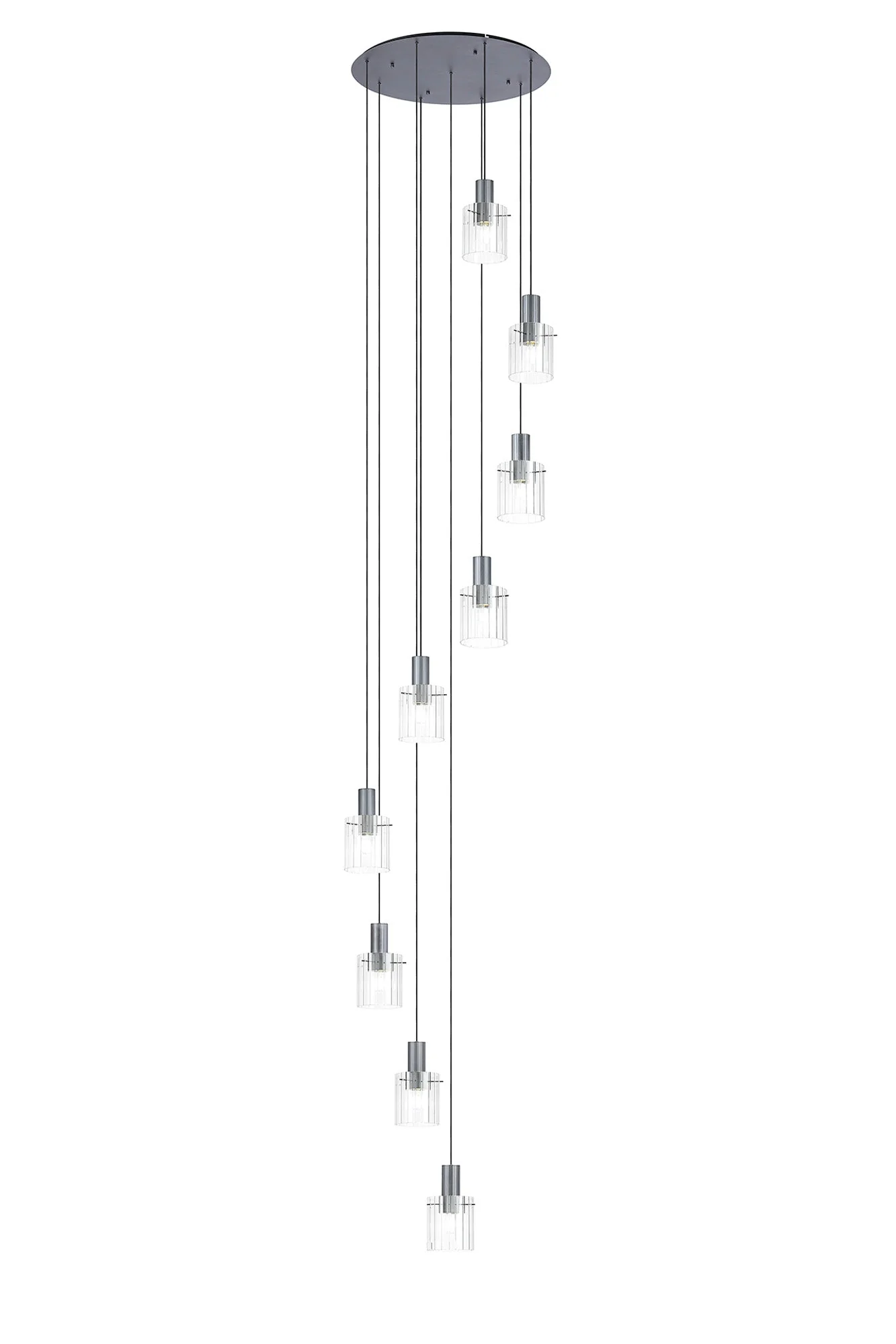 Hailey 9Lt Cluster Pendant Wide Line Glass - Various Colours - Image 2