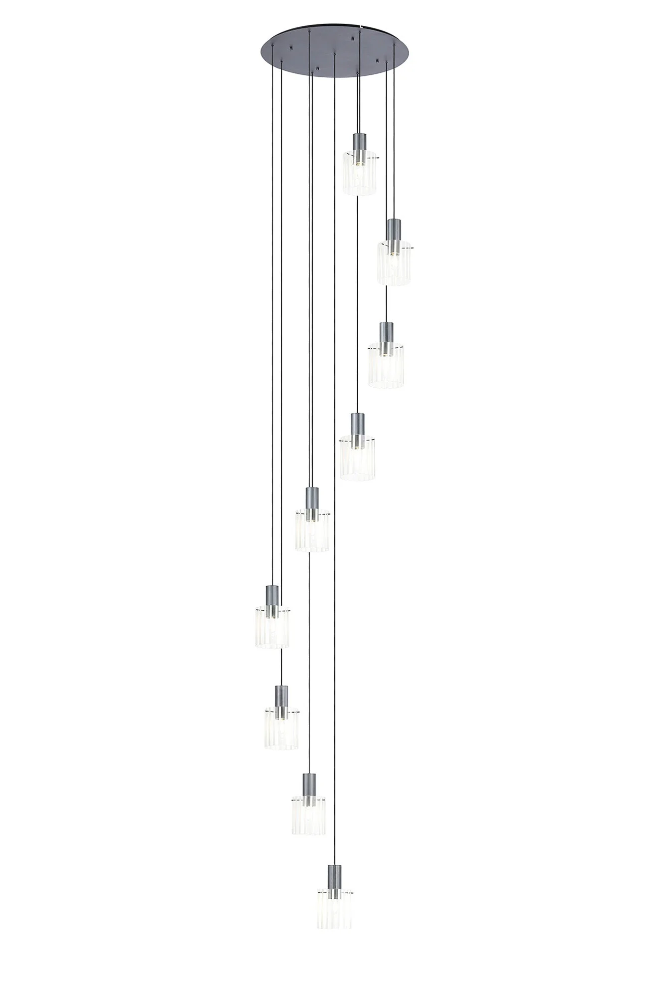 Hailey 9Lt Cluster Pendant Wide Line Glass - Various Colours - Image 3