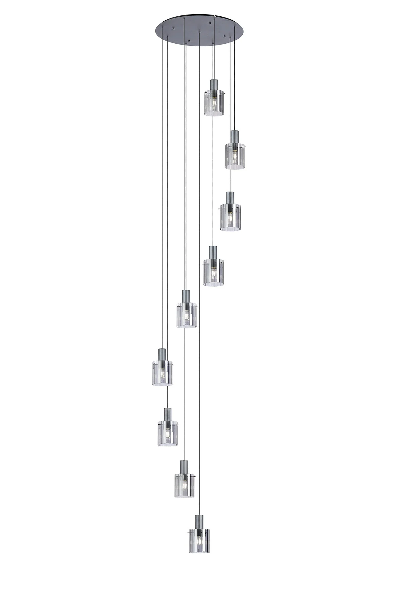 Hailey 9Lt Cluster Pendant Wide Line Glass - Various Colours - Image 4