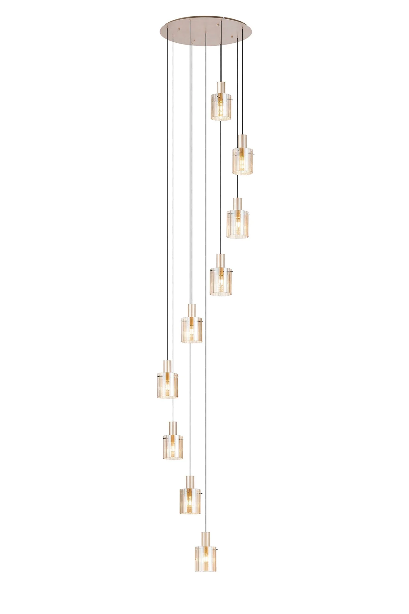Hailey 9Lt Cluster Pendant Wide Line Glass - Various Colours - Image 5