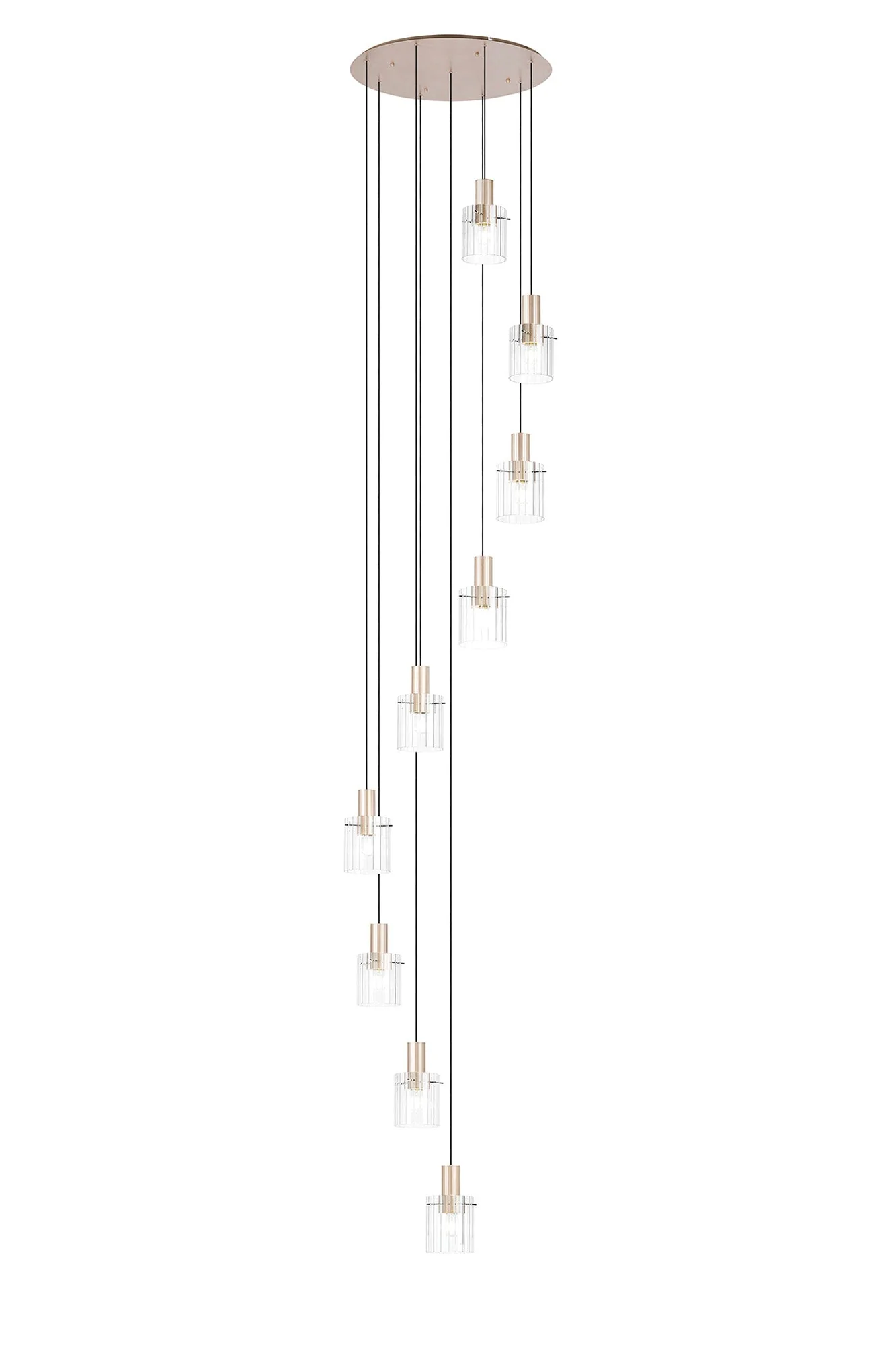 Hailey 9Lt Cluster Pendant Wide Line Glass - Various Colours - Image 6