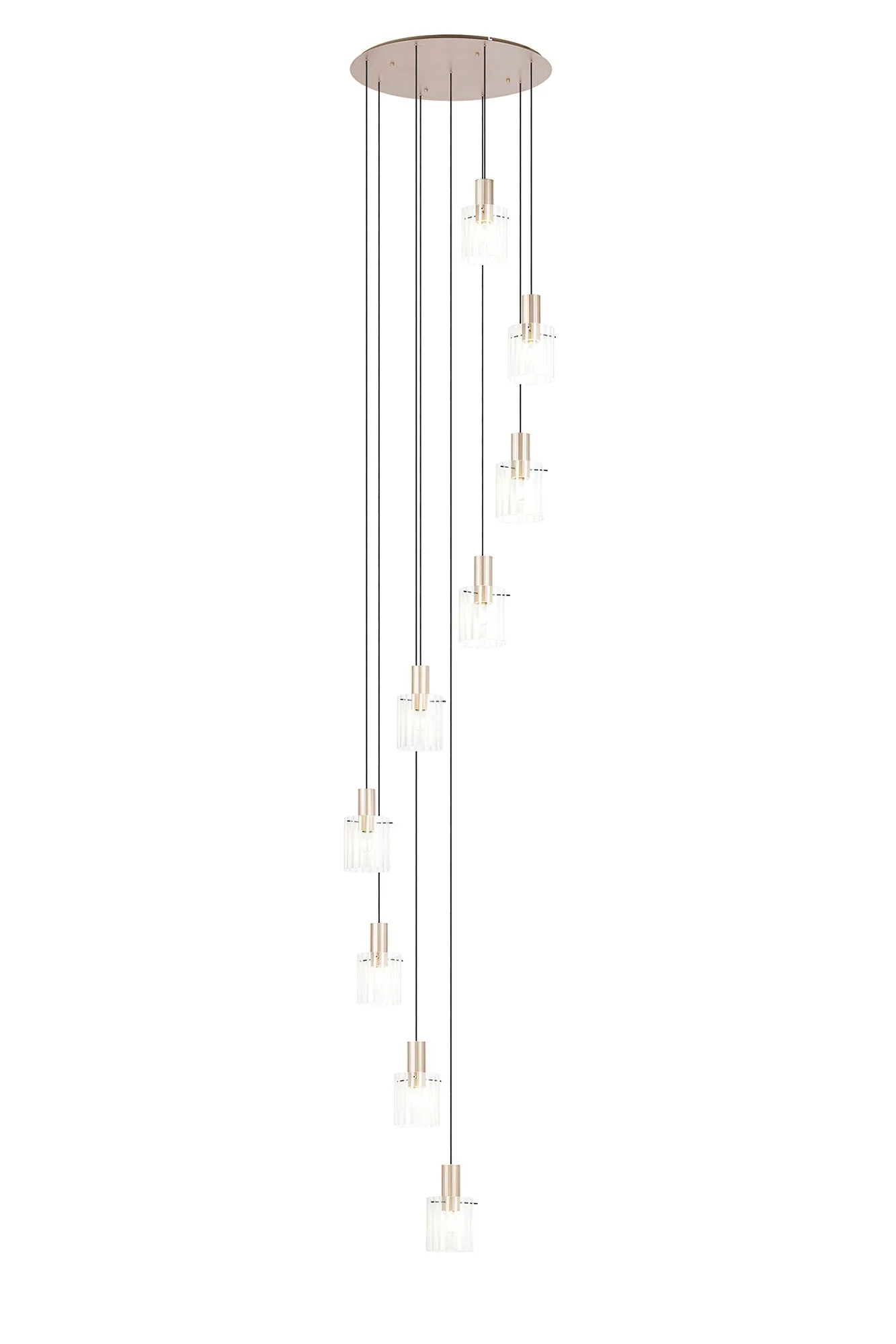 Hailey 9Lt Cluster Pendant Wide Line Glass - Various Colours - Image 7