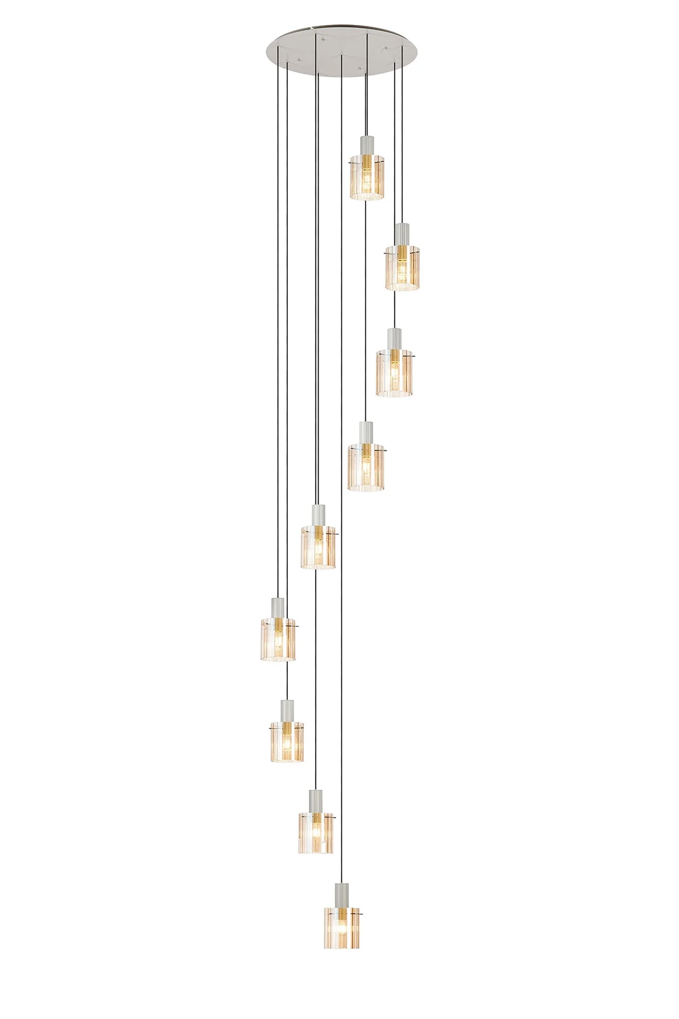 Hailey 9Lt Cluster Pendant Wide Line Glass - Various Colours - Image 8