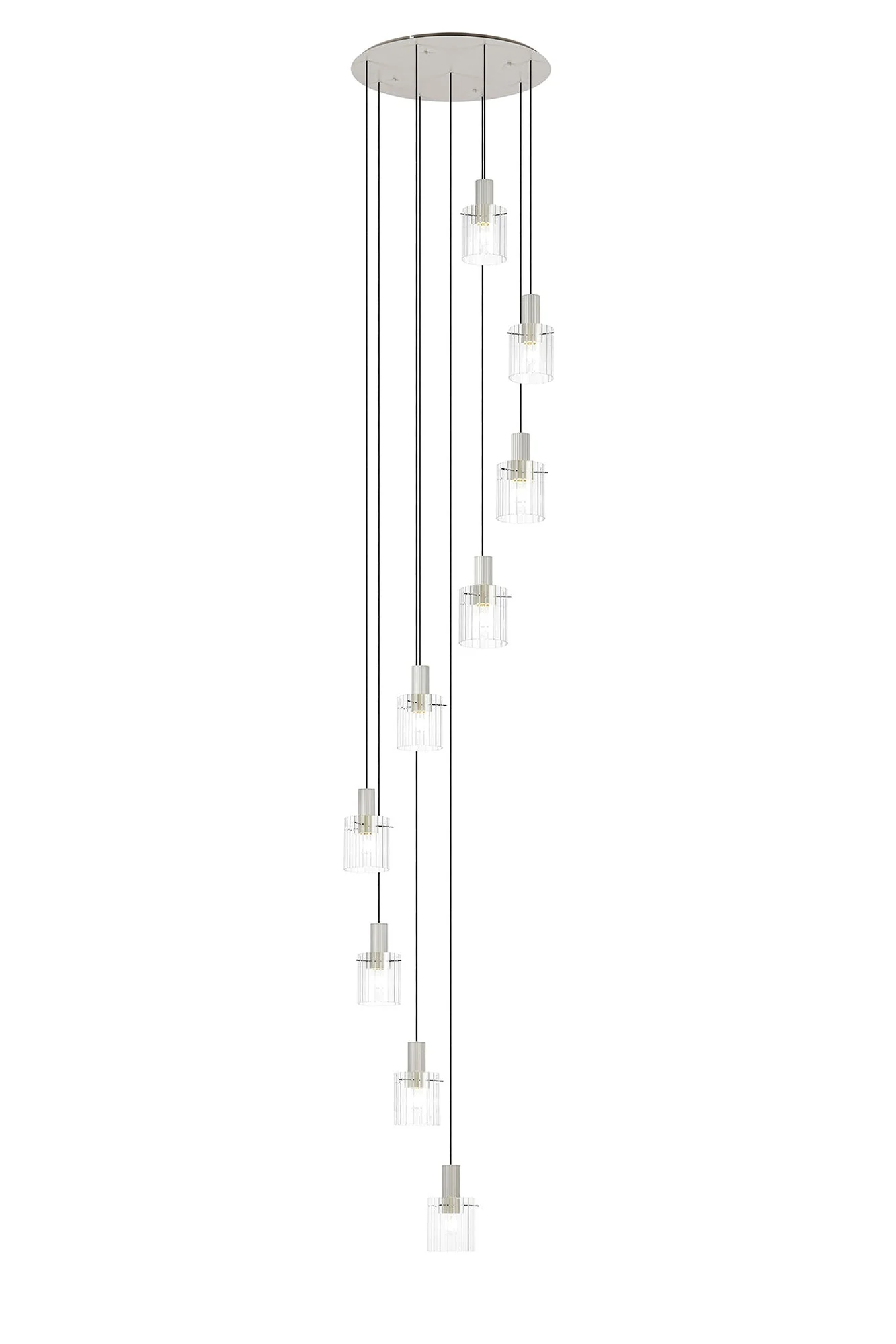 Hailey 9Lt Cluster Pendant Wide Line Glass - Various Colours - Image 9