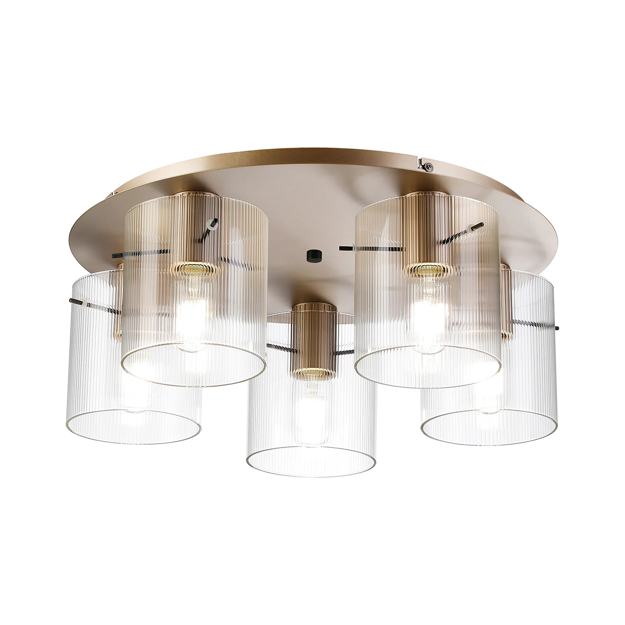 Hailey Ribbed 5 Light Flush Fitting, Narrow Line Glass - Various Finishes - Image 10