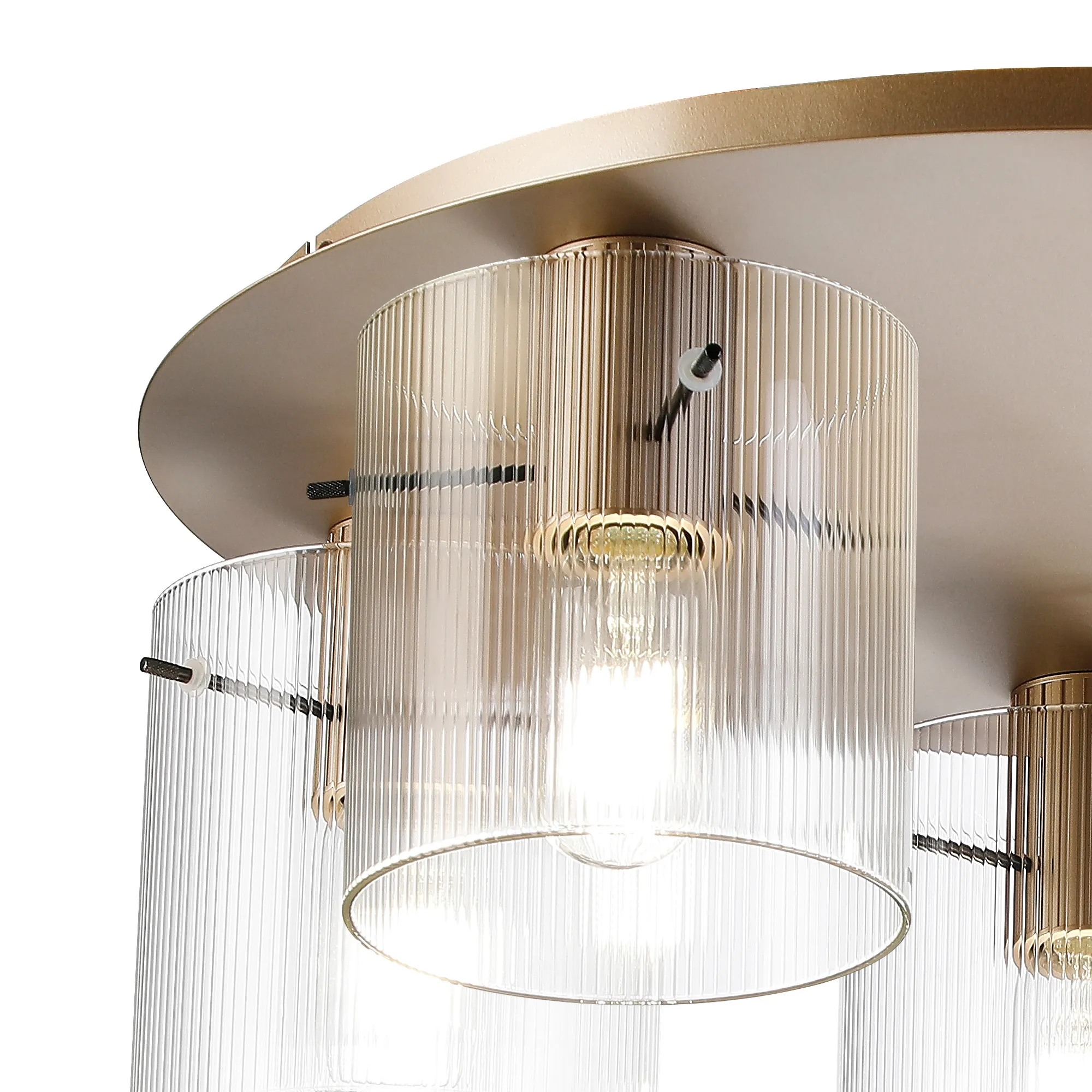 Hailey Ribbed 5 Light Flush Fitting, Narrow Line Glass - Various Finishes - Image 11