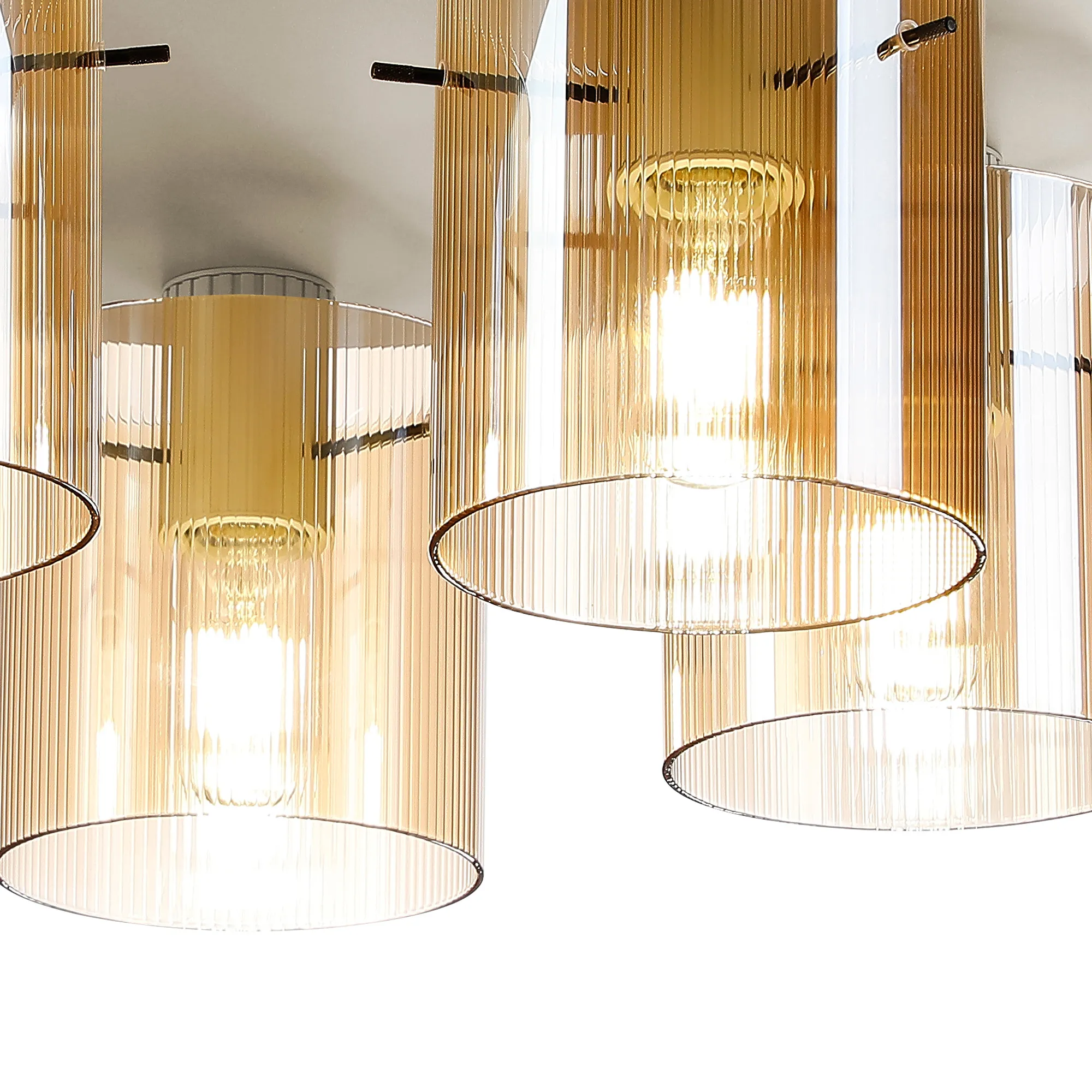 Hailey Ribbed 5 Light Flush Fitting, Narrow Line Glass - Various Finishes - Image 2