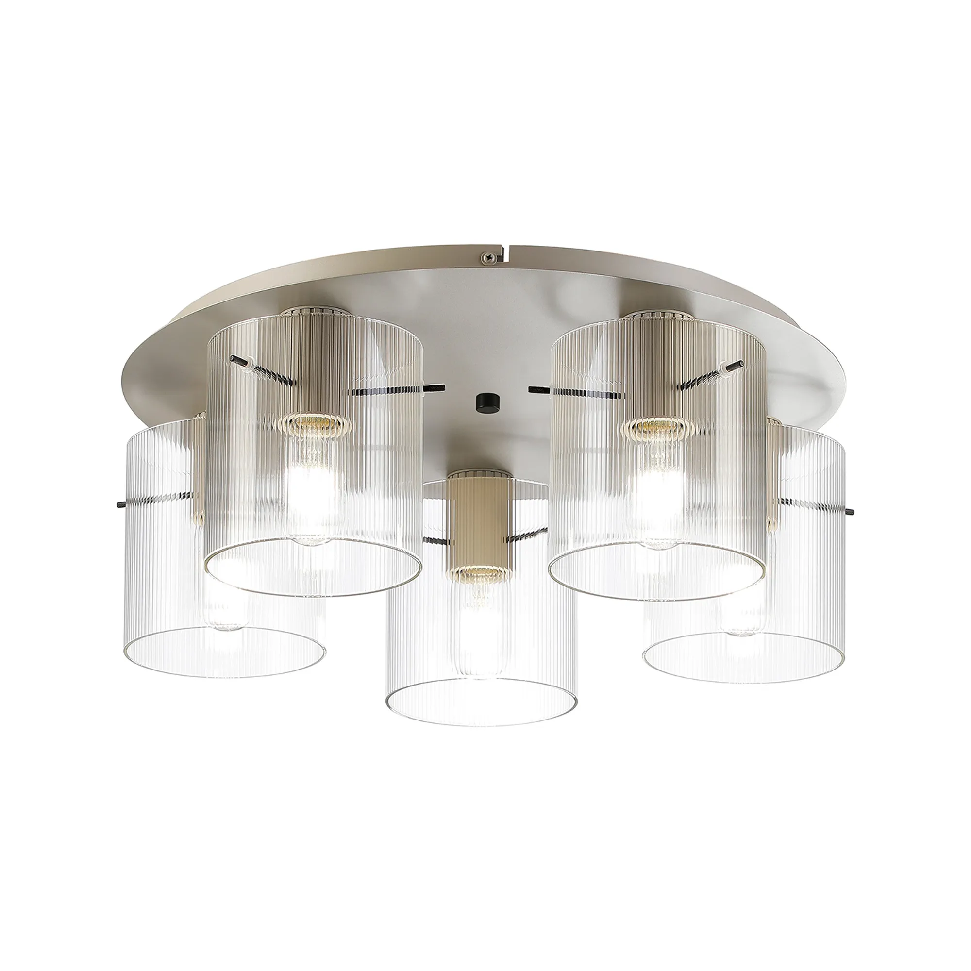 Hailey Ribbed 5 Light Flush Fitting, Narrow Line Glass - Various Finishes - Image 4