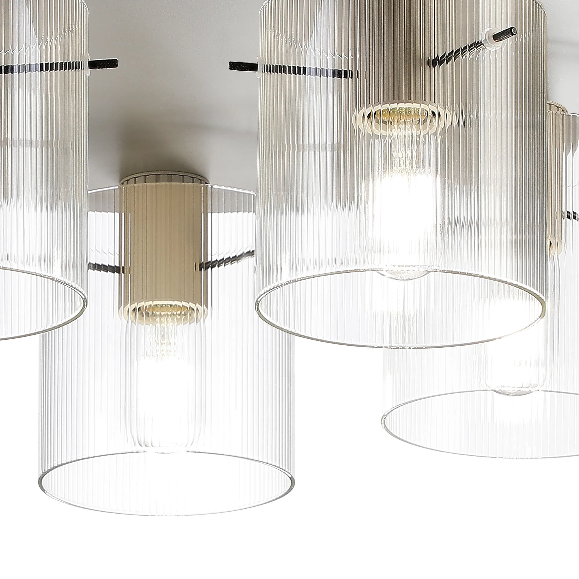 Hailey Ribbed 5 Light Flush Fitting, Narrow Line Glass - Various Finishes - Image 5