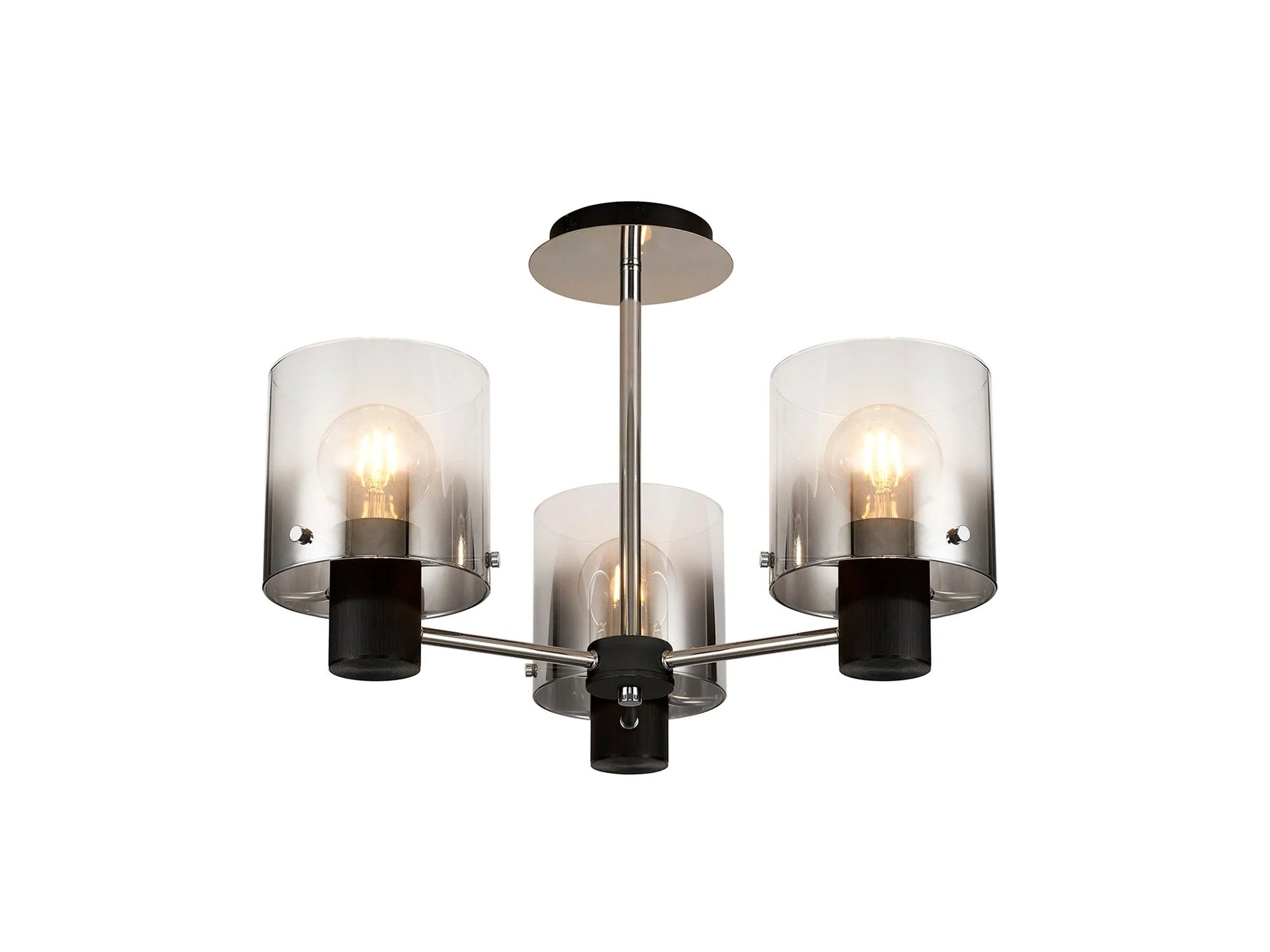 Hailey Semi-Flush Ceiling Light 3/5Lt, Black/Smoke Fade Glass & Mocha/Amber Glass - Image 4