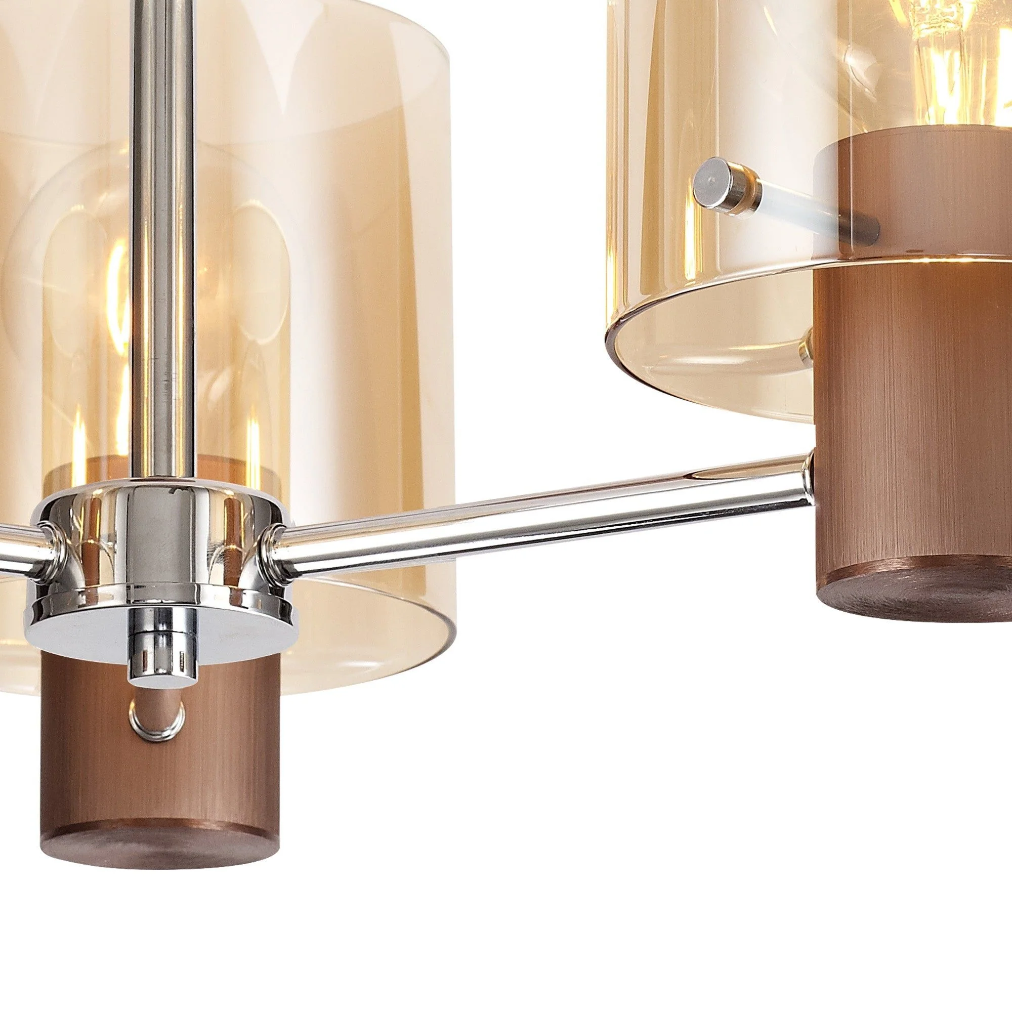Hailey Semi-Flush Ceiling Light 3/5Lt, Black/Smoke Fade Glass & Mocha/Amber Glass - Image 6