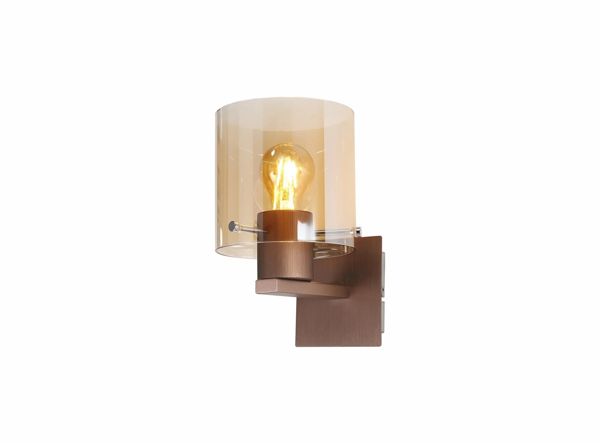 Hailey Single Switched Wall Lamp, 1 Light, E27, Black/Smoke Fade Glass, Mocha/Amber Glass - Image 5