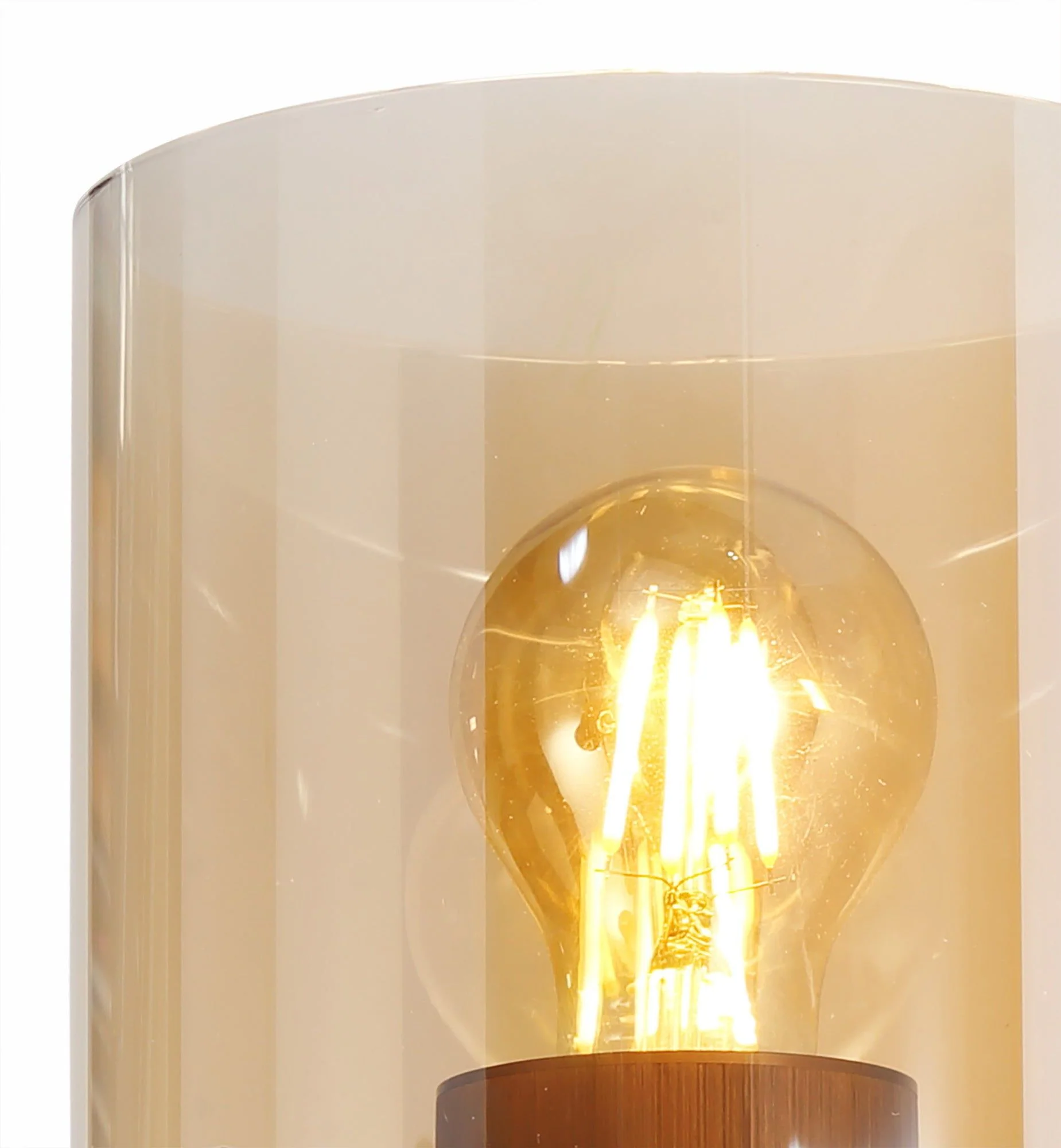 Hailey Single Switched Wall Lamp, 1 Light, E27, Black/Smoke Fade Glass, Mocha/Amber Glass - Image 7